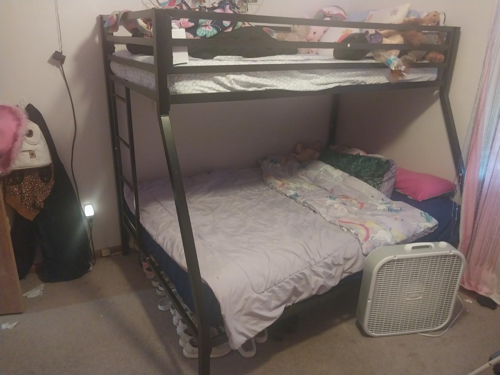 SHA CERLIN Bunk Bed Twin Over Full Size with Ladder and Guardrail, Black | Heavy Duty, Metal Slats Support, No Box Spring Needed, Small Space Saving Furniture for Bedroom Dorm customer photo 2
