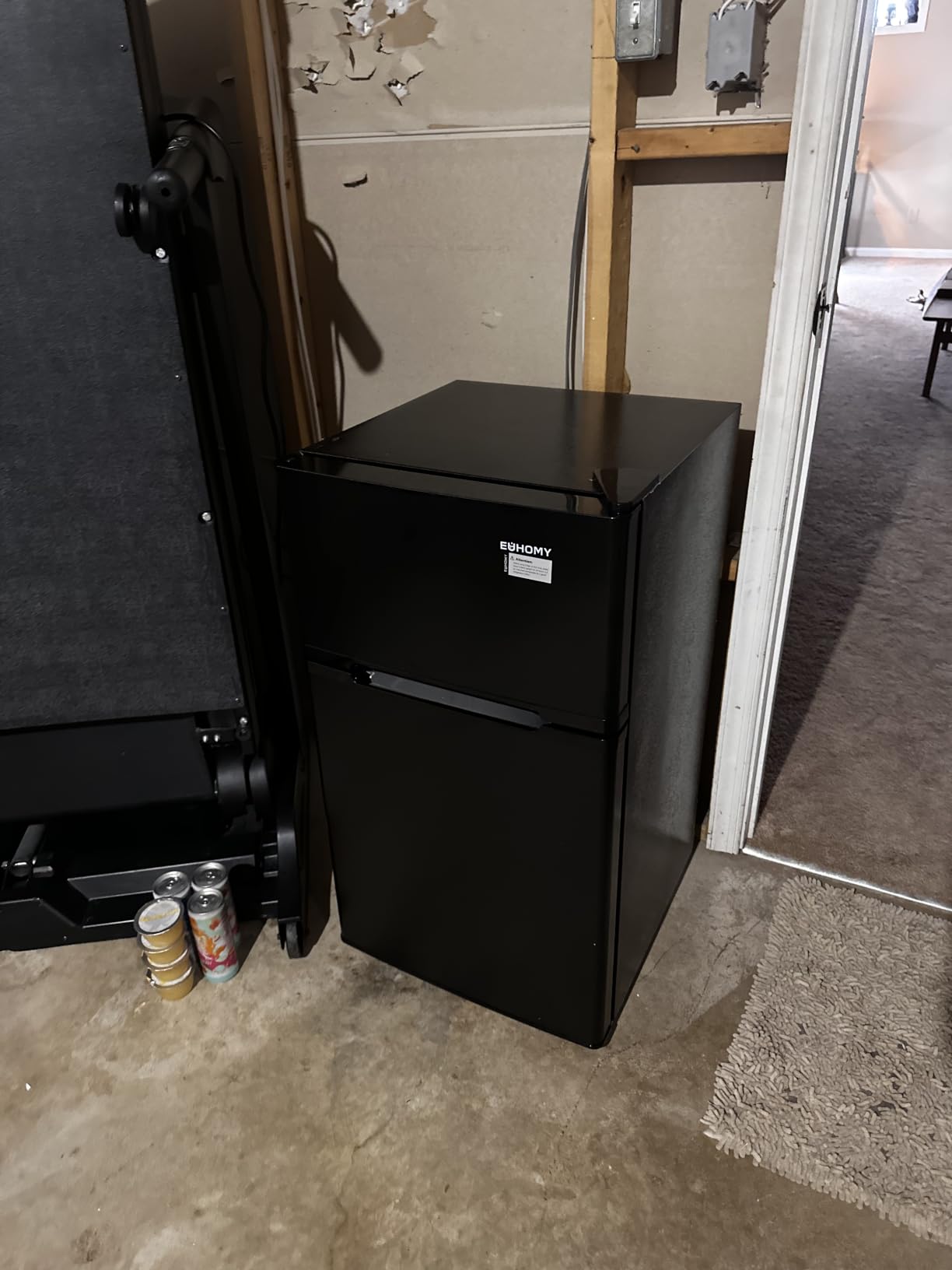 EUHOMY 3.2 Cu.Ft Mini Fridge with Freezer, 2 Door Mini Refrigerator, Black | LED Light, Adjustable Temperature, Adjustable Shelves, Reversible Door, Compressor Cooling, Low Noise, Bedroom Use, Dorm Use customer photo 2
