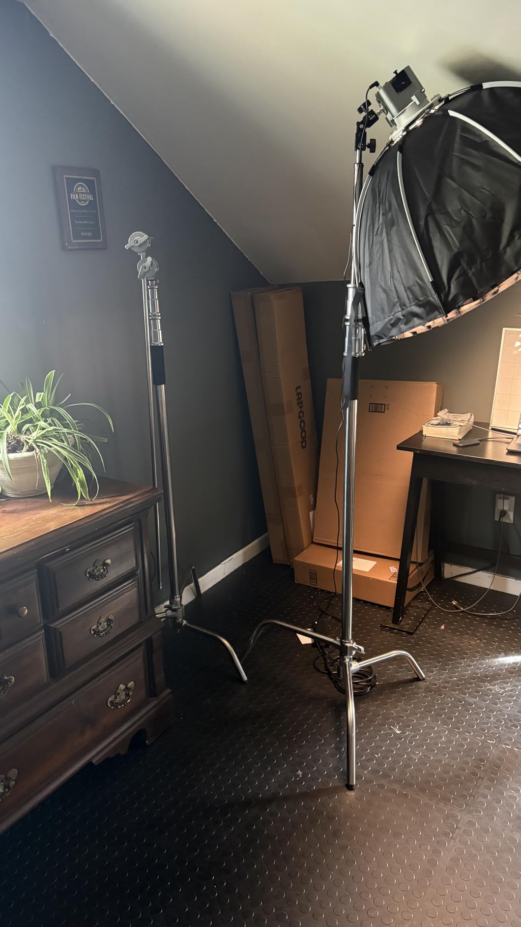 Heavy Duty C Stand 10.8ft/330cm with Boom Arm Sandbag Grips | 100% Stainless Steel Photography Light Stand Studio Monolight, Softbox, Reflector (Max Loading 44 Pounds) customer photo 1
