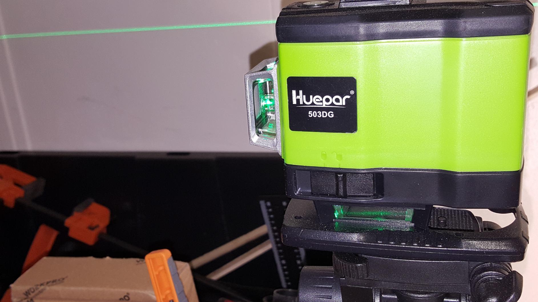 Huepar Laser Level 360 Self Leveling, Rechargeable Green Laser 4x360° Cross Line Lazer Leveler 4D Level Laser Tool for Construction with Two Li-ion Batteries, Magnetic Bracket & Hard Carry Case - LS04CG customer photo 2