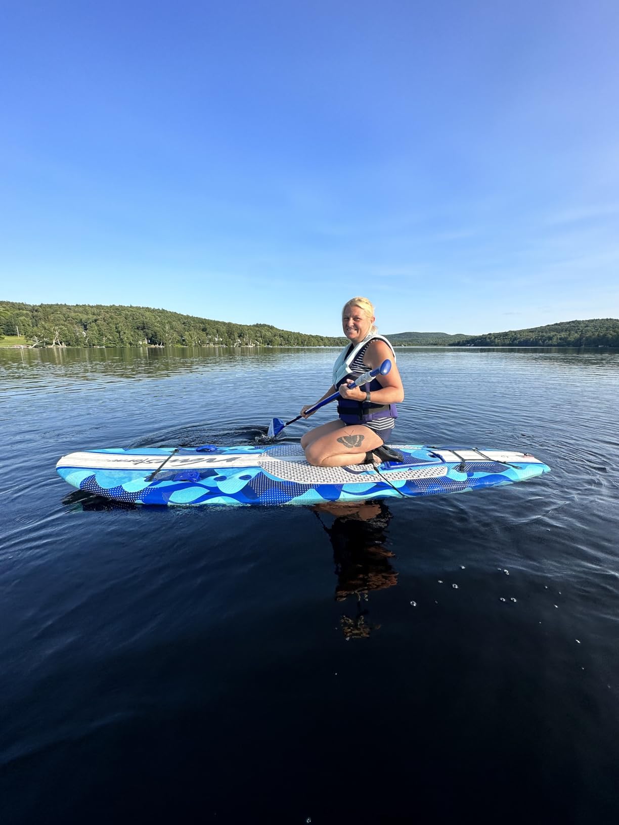WAVESTORM 9ft6 SUP Kayak Hybrid Stand Up Paddleboard Foam Soft Top SUP for Adults and Kids of All Levels of Paddling Kayak, Blue customer photo 2