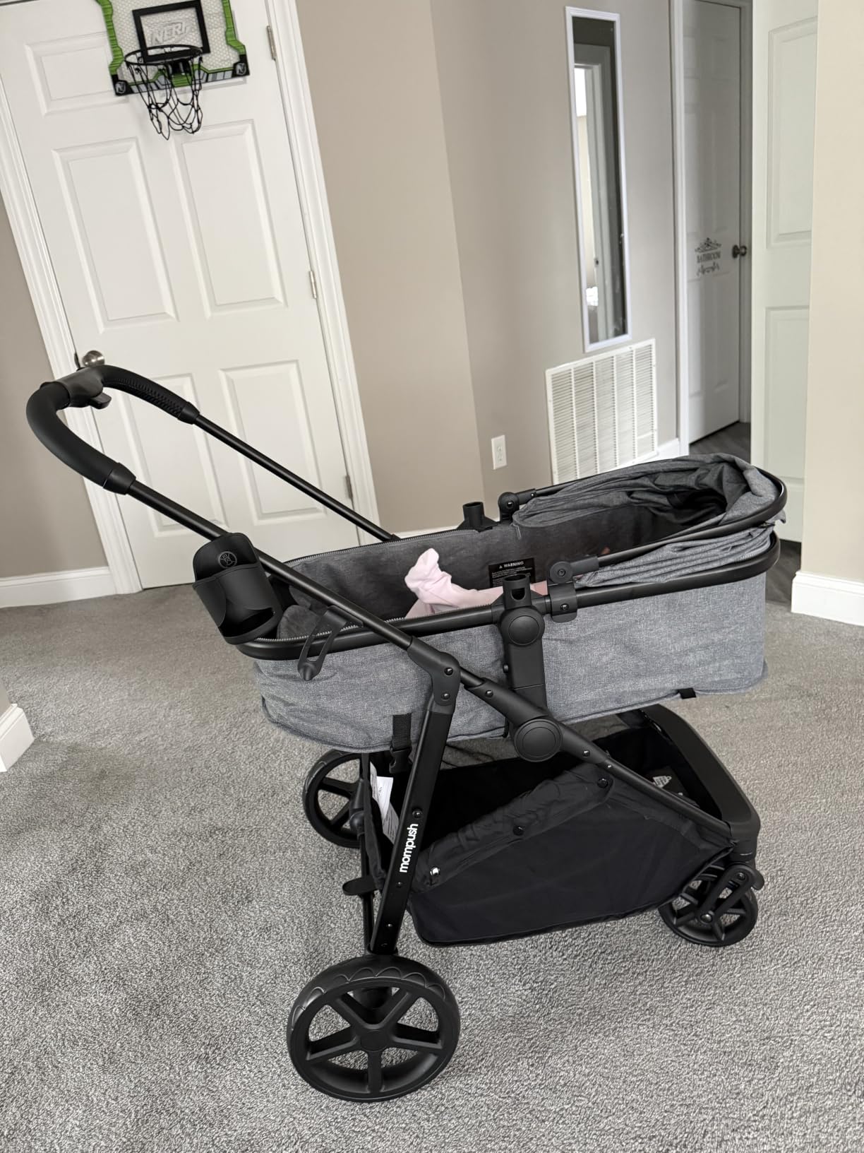 Mompush Wiz 2-in-1 Bassinet Stroller Reversible Seat, One-Hand Fold, Sage | Newborn to toddler, large wheels with suspension, multi-position recline, UPF 50+ canopy, large basket, cup holder included customer photo 1