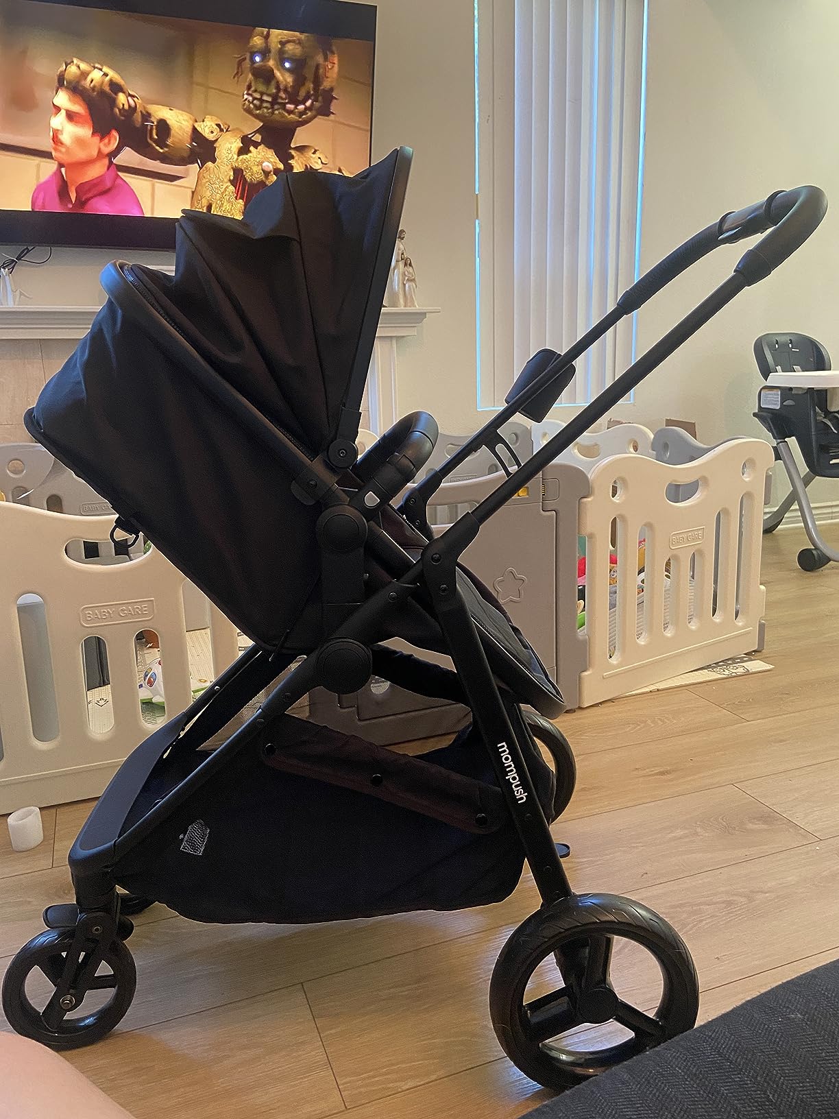 Mompush Wiz 2-in-1 Bassinet Stroller Reversible Seat, One-Hand Fold, Sage | Newborn to toddler, large wheels with suspension, multi-position recline, UPF 50+ canopy, large basket, cup holder included customer photo 2