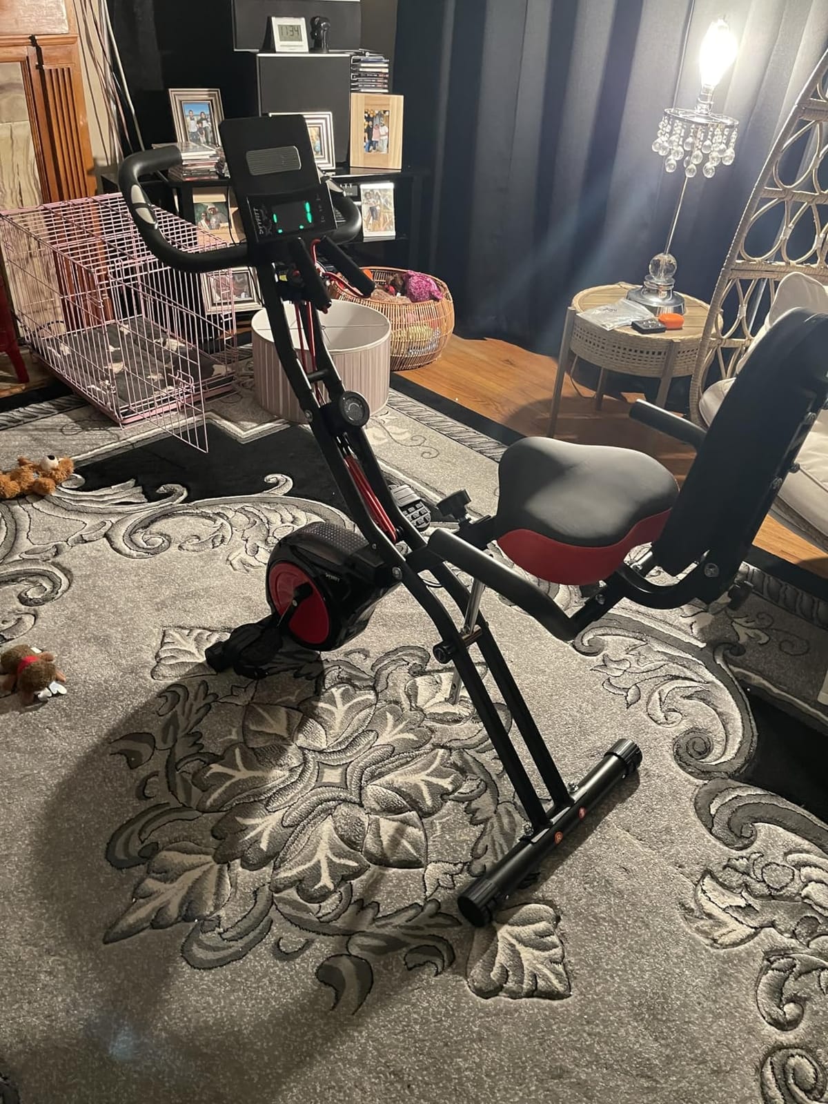 3-IN-1 Exercise Bike with Luminous Digits Display | Folding Stationary Bikes for Home Seniors | Compact Workout Bike with Fully Support Backrest - Wider Seat - 16 Level Magnetic Resistance customer photo 1