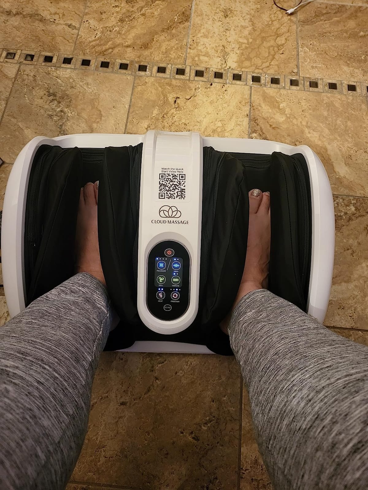 Cloud Massage Shiatsu Foot Massager with Heat, Standard Size, White | Deep Kneading & Compression, Adjustable Intensity, Multi-Mode Leg and Foot Massager with Remote Control, Anti-Slip Base customer photo 1
