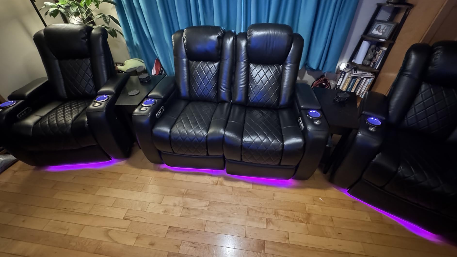 Valencia Tuscany Home Theater Seat - Nappa Leather Power Recliner with Cool Gel Memory Foam, USB-C/A Charging, RGB LED Lights, Adjustable Lumbar & Headrest (Single Recliner, Dark Chocolate) customer photo 2