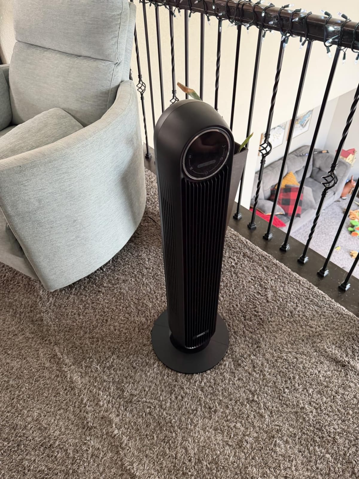 DREO Tower Fan for Bedroom, 28ft/s Velocity, Ultra Quiet Fan, 8 Speeds | 2026 Upgraded DC Motor, 90° Oscillating, 4 Modes Standing Fan, Bladeless Fan for Indoors, Floor Fans with Remote, Black customer photo 1