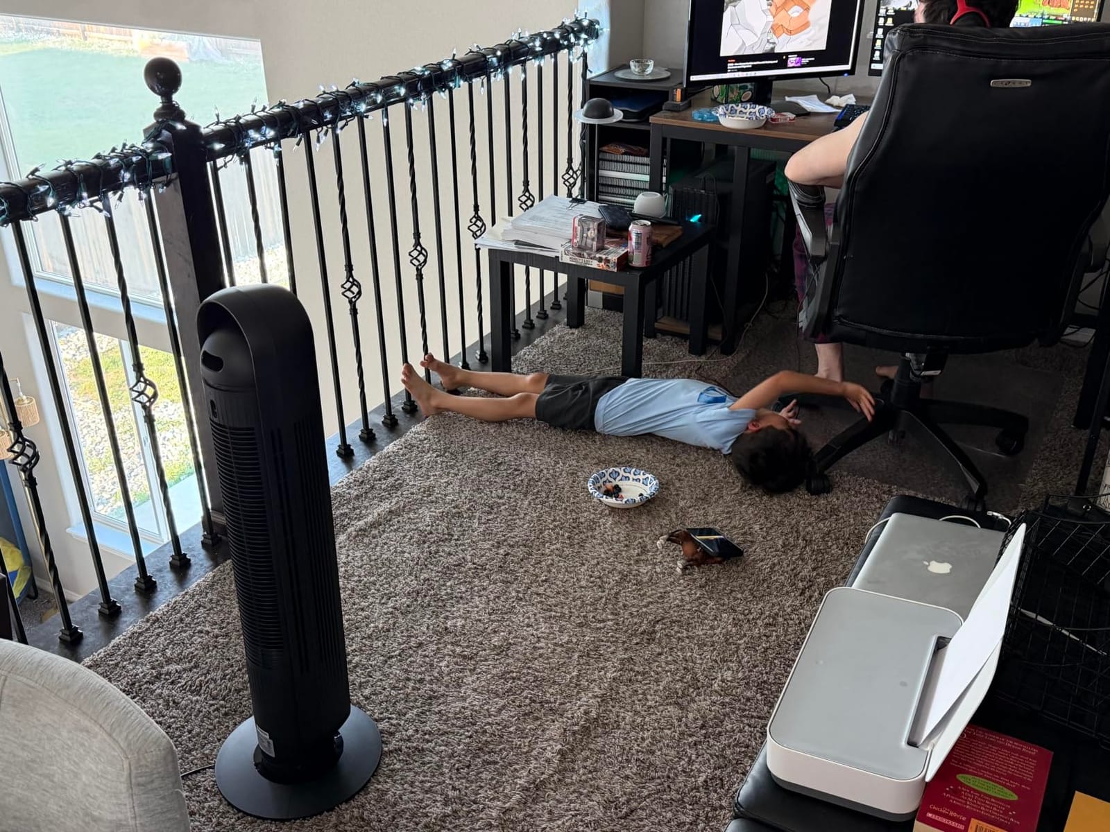 DREO Tower Fan for Bedroom, 28ft/s Velocity, Ultra Quiet Fan, 8 Speeds | 2026 Upgraded DC Motor, 90° Oscillating, 4 Modes Standing Fan, Bladeless Fan for Indoors, Floor Fans with Remote, Black customer photo 2