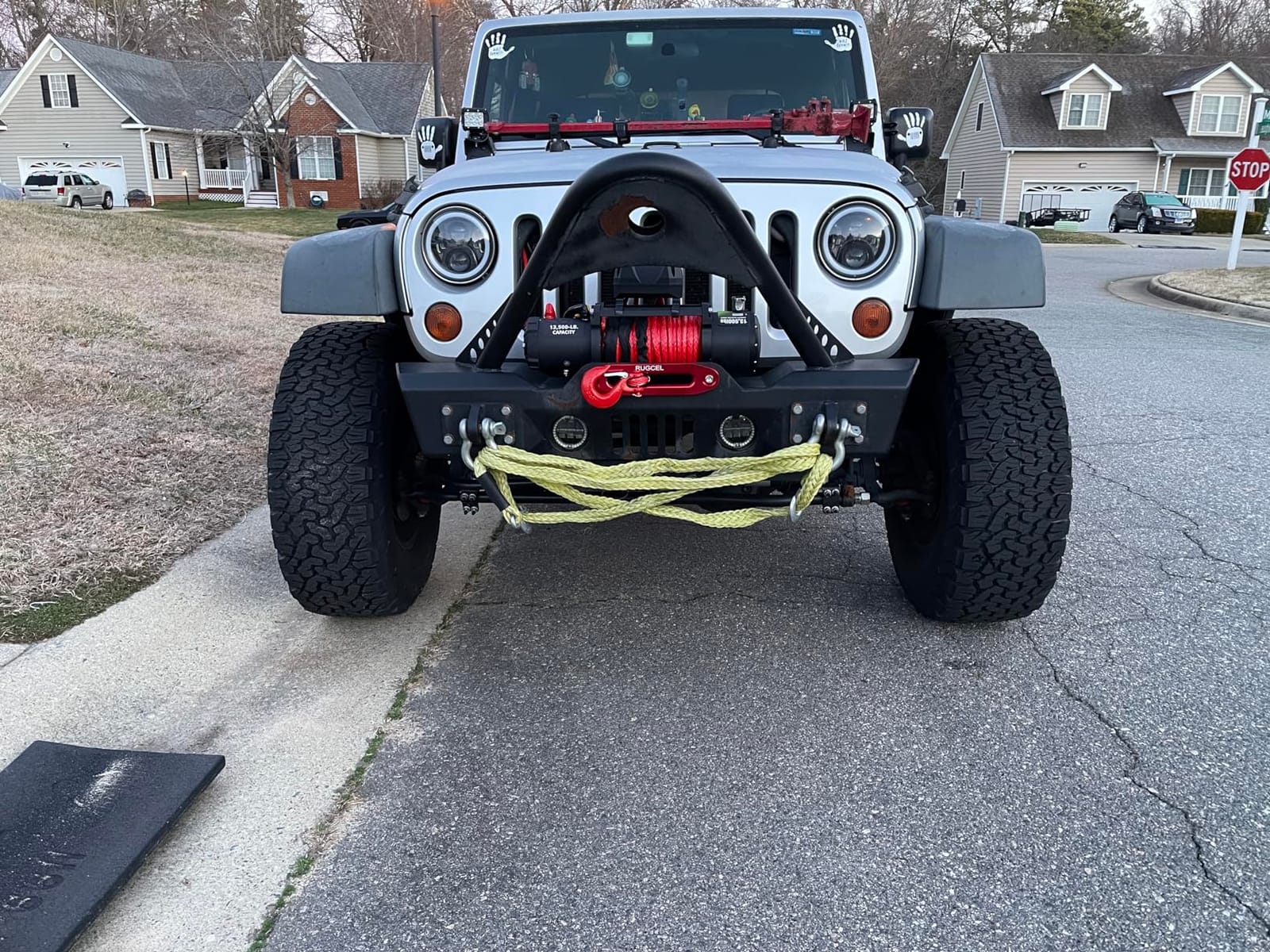RUGCEL WINCH 13500lb Waterproof Electric Truck Winch 12V Synthetic Rope Winch with Hawse Fairlead, Wired Handle and 2 Wireless Remote, for Trailer and Wrangler in Car Lift customer photo 1