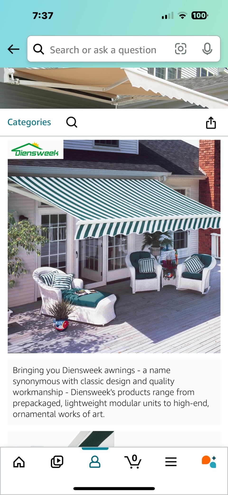 Diensweek 12'x10' Patio Awning Retractable, Fully Assembled Motorized Electric Commercial Grade - Quality 100% Dope-Dyed Acrylic Window Door Sunshade Shelter - Deck Canopy Balcony (12'x10', Beige) customer photo 1