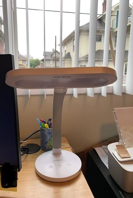 Verilux HappyLight Duo - 2-in-1 Light Therapy & Task Desk Lamp - UV-Free Full Spectrum LED, 10,000 LUX, Adjustable Brightness and Color, Flexible Gooseneck, and Integrated USB Charging Port customer photo 1