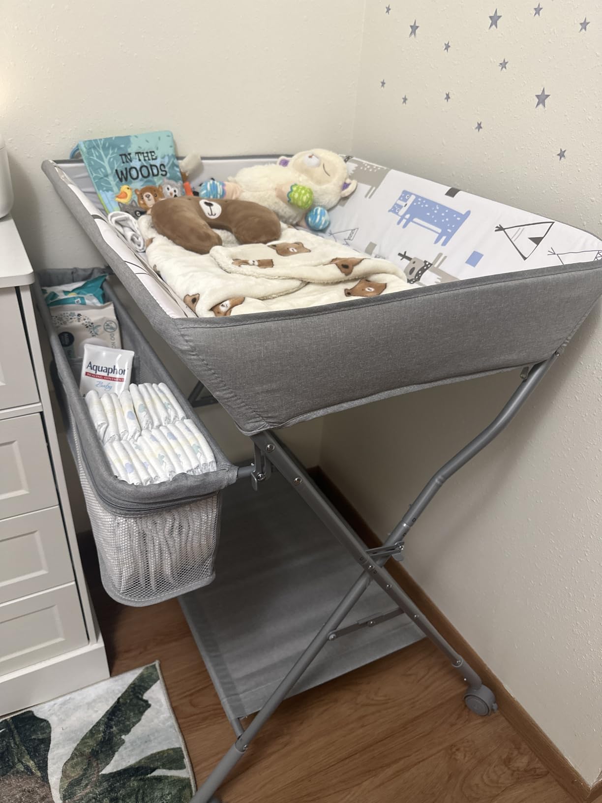 Maydolly Portable Baby Changing Table with Wheels - Light Grey customer photo 2