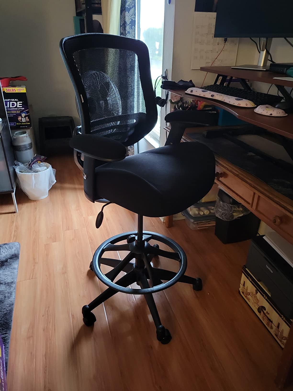 BOLISS 400lbs Mid Back Mesh Ergonomic Drafting Office Chair | for Standing Desk, Extra Wide Seat, 2 locking position, Lower Back Support, Adjustable Foot Ring Height Adjustable Armrest customer photo 2