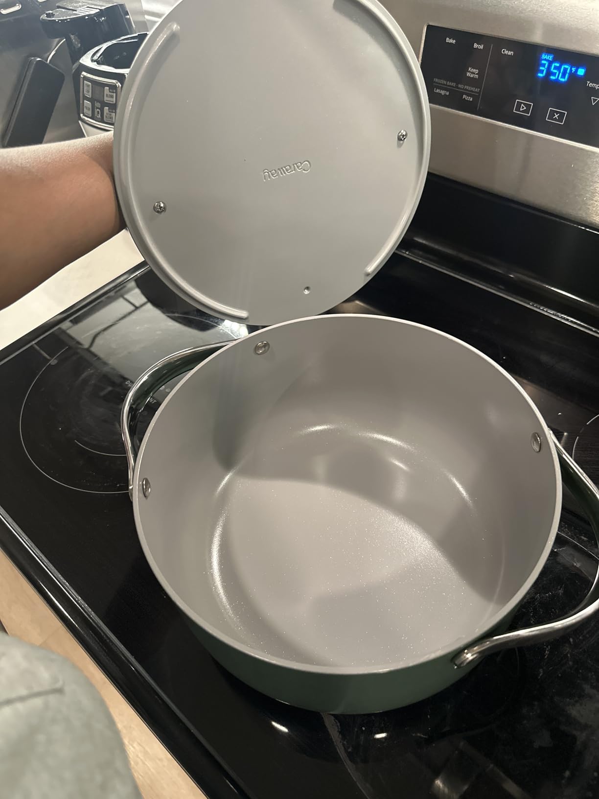 Caraway Non-Stick Ceramic Dutch Oven Pot with Lid, 6.5 qt, Navy customer photo 2