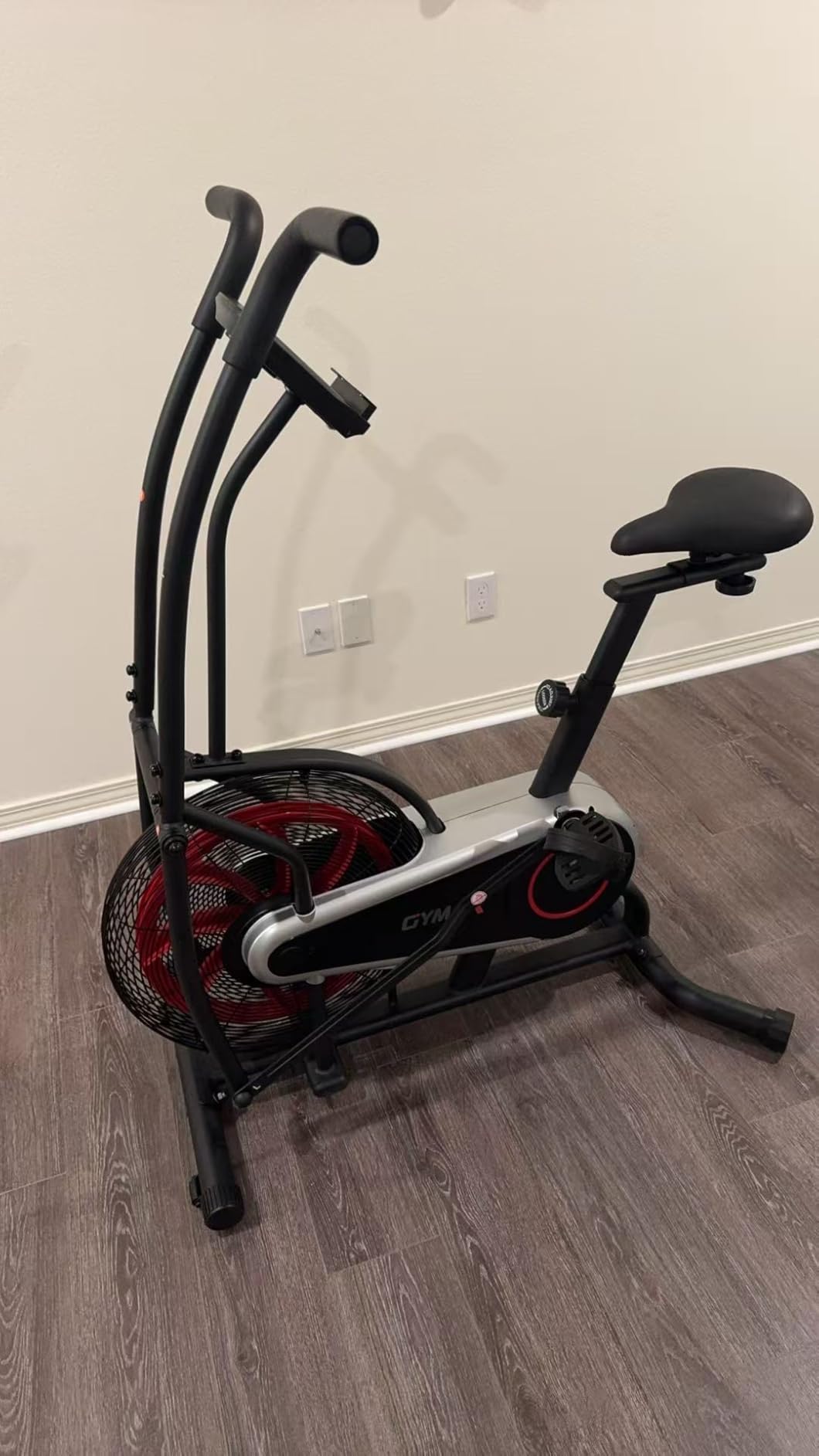 Goplus Air Bike, Fan Exercise Bike with Unlimited Resistance, Clear LCD Display, Tablet Holder, Adjustable Seat and Built-in Wheels, Fan Cycling Bike for Home Cardio Training customer photo 2