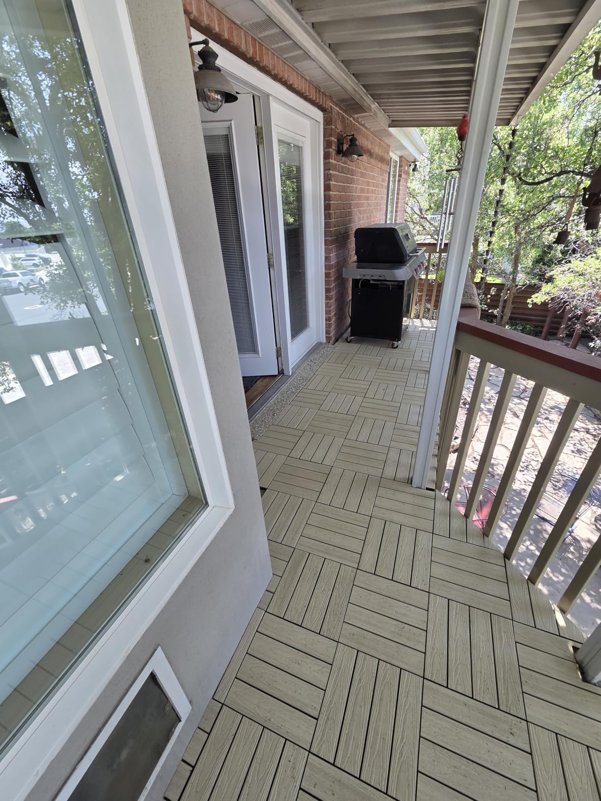 NewTechWood UltraShield Naturale 1 ft. x 1 ft. Composite Deck Tiles | Quick Deck interlocking design includes 10 pieces per box with 10 sq. ft. coverage of flooring space customer photo 2