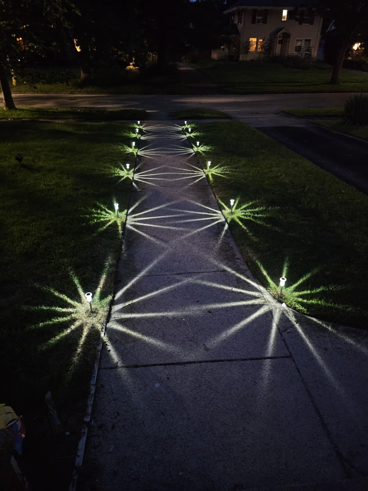 DenicMic Solar Lights Outdoor Waterproof 10 Pack Pathway Lights Cool White | Stake Lights for Yard Garden Driveway Walkway Outside Landscape Path Lights, Auto On/Off 6000K LED, Stainless Steel Pole customer photo 1