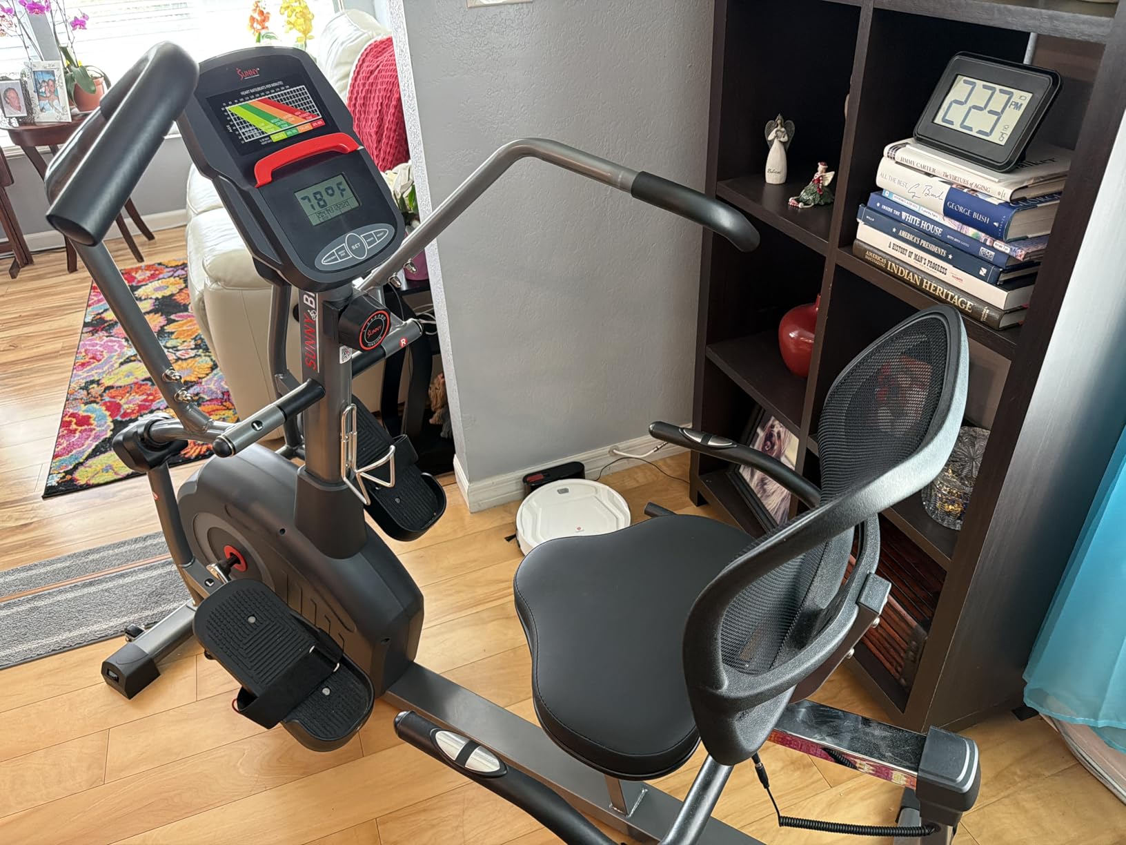 Sunny Health & Fitness Smart Recumbent Cross Trainer with Arm Exerciser | Dual Function Full-Body Workout, 8-Lvl Magnetic Resistance, Adjustable Seat, Step-Thru Frame, Pulse Sensor, Free SunnyFit App customer photo 2