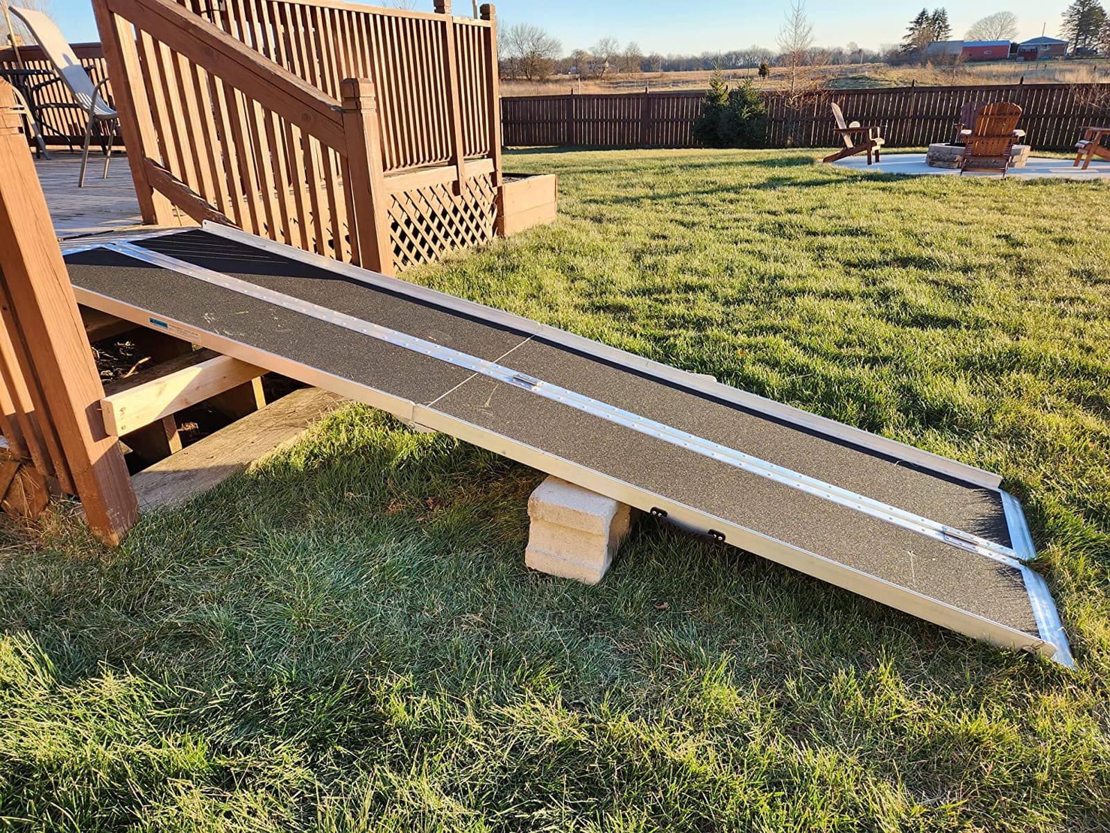 Portable Wheelchair Ramp 3FT, Ramps for Wheelchairs for Home Steps | Non-Skid, Aluminum, 800lb, Protective Side Rails, Handle, Universal Mobility Scooter Compatibility, Compact Foldable Storage customer photo 1