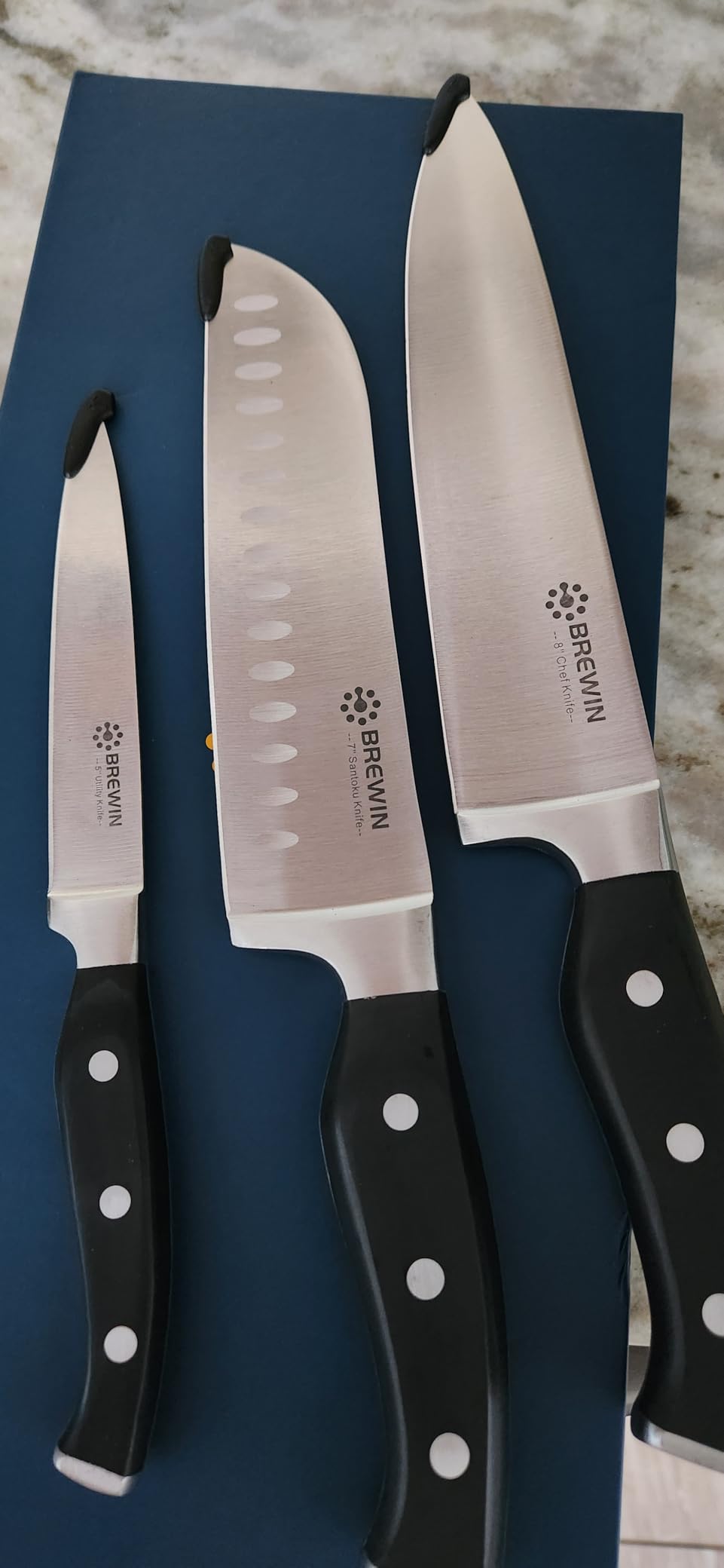 Brewin Professional Kitchen Knives, 3PC Chef Knife Set Sharp Knives for Kitchen High Carbon Stainless Steel, Japanese Cooking Knife with Gift Box customer photo 2