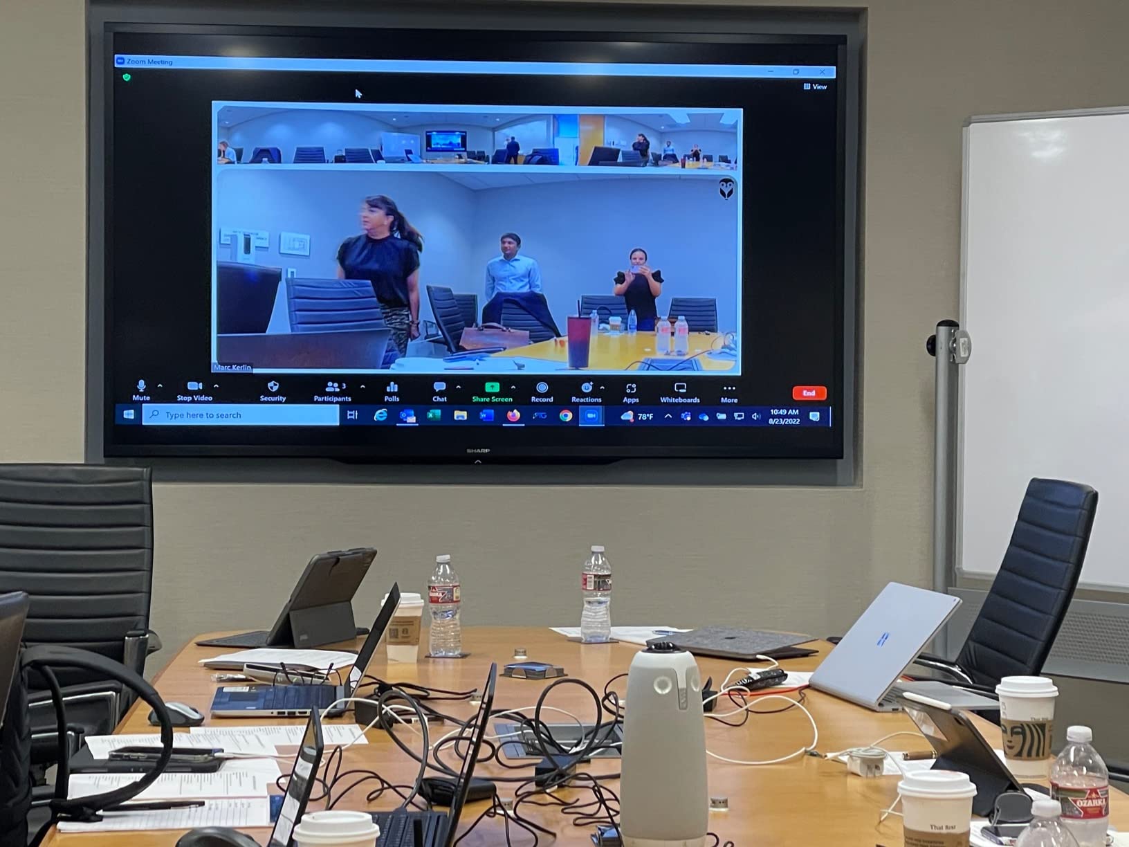 Owl Labs Meeting Owl 3 - 360 1080p HD Conference Room Camera, AI-Driven Speaker-Tracking, 18-Foot Mic Pickup - Certified for Microsoft Teams - Works with Zoom, Google Meet - Plug & Play Setup customer photo 1