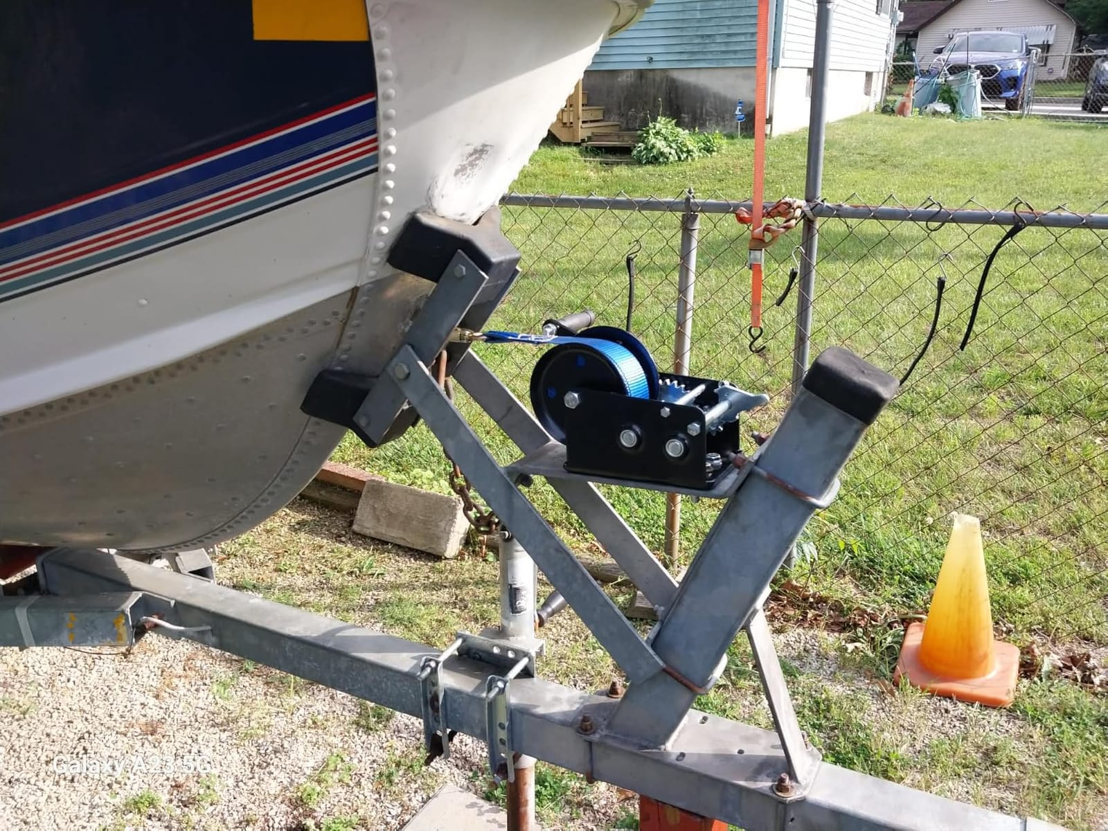 Boat Trailer Winch Hand Winch 3500lbs with 33ft (10m) Polyester Strap | Hand Crank Winch, Two Way Ratchet Boat Winch for Trailer Truck ATV Boat customer photo 2