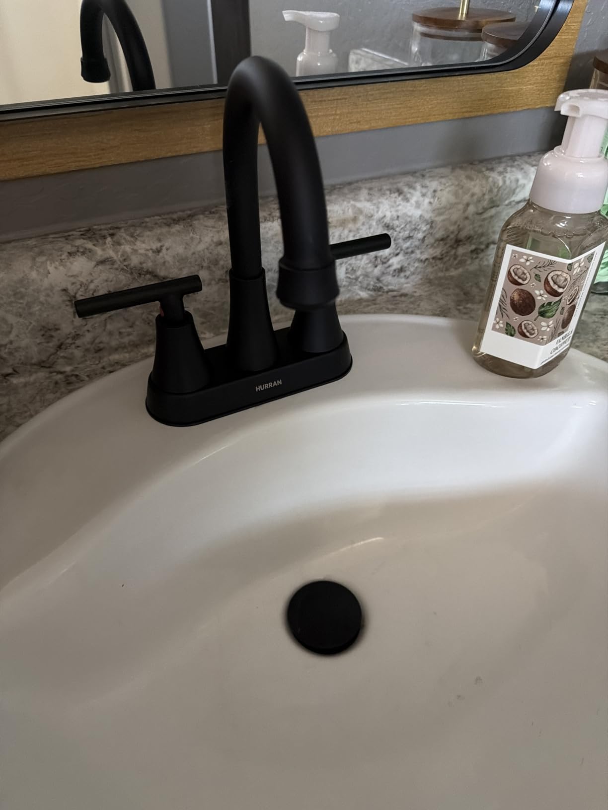 Bathroom Faucet, Hurran 4 inch Centerset 2-Handle Lead-Free, Brushed Nickel | Bathroom Sink Faucet with Pop-up Drain and Supply Lines, Stainless Steel Faucet for Vanity RV Restroom Laundry Outdoor Sink customer photo 2