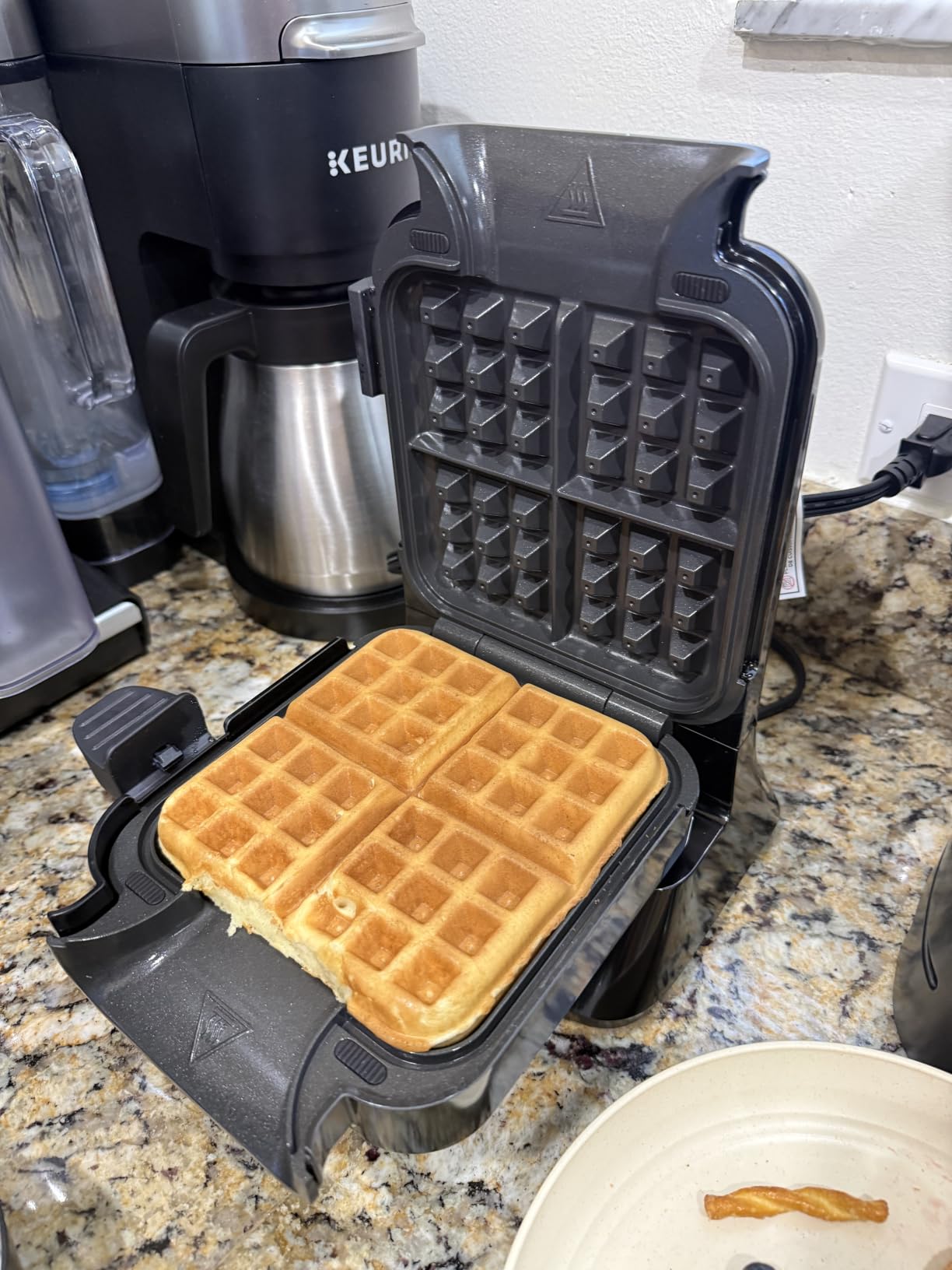 Ninja Belgian Waffle Maker Pro, 5 Shade Settings, Black/Silver, BW1001 | Vertical design, NeverStick coating, Precision-pour cup, Recipe guide customer photo 1