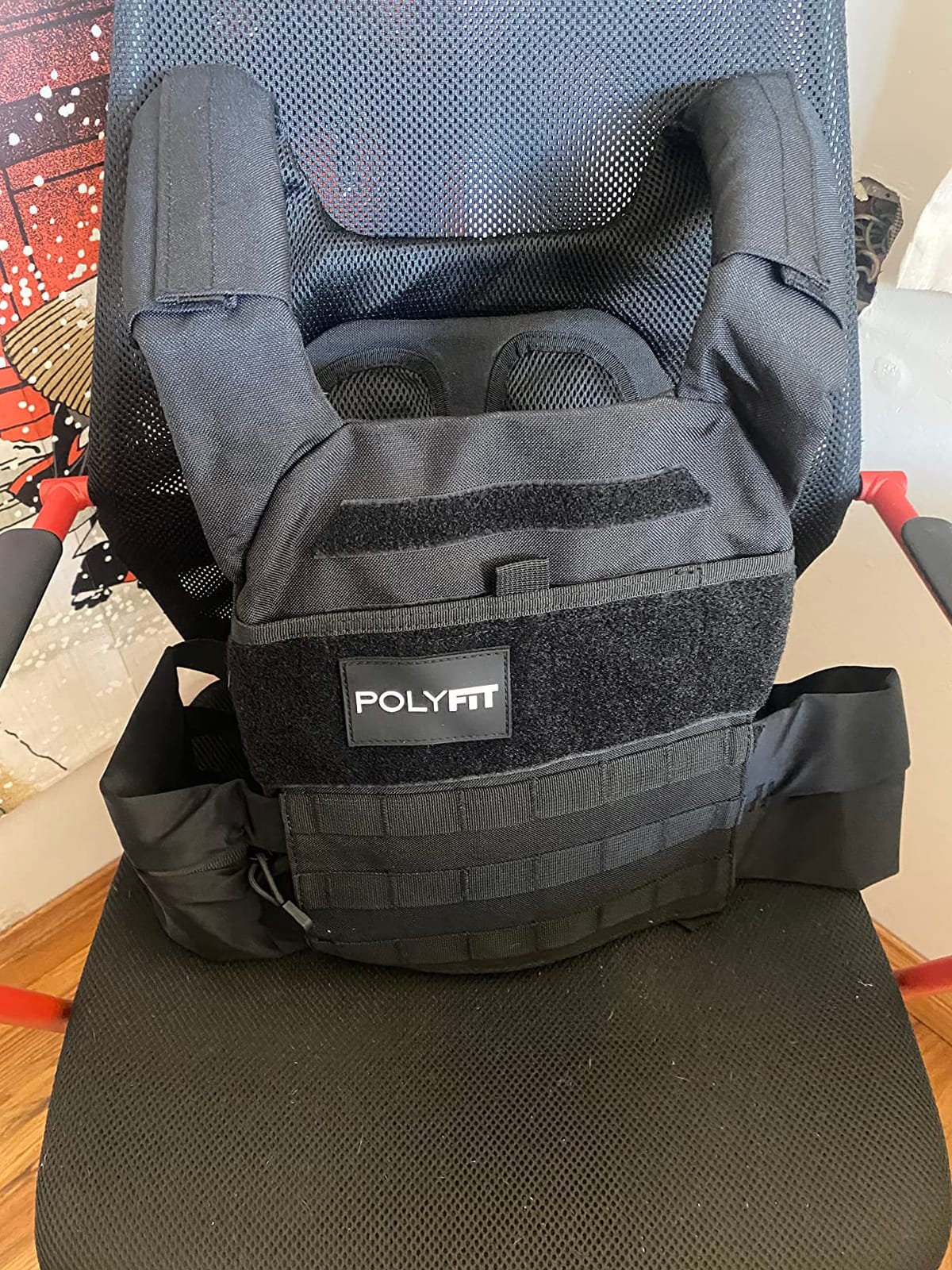 Polyfit Fortify Weighted Vest - Workout Vest for Men & Women | For strength training & rucking, up to 40 lb capacity, adjustable fit, fits 13 x 11 in plates, weight plates sold separately customer photo 1