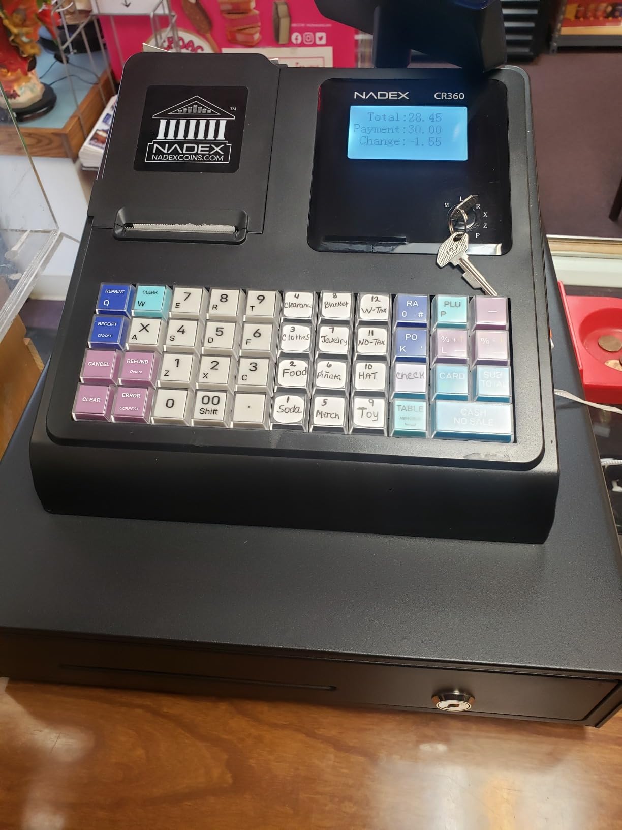 Nadex CR360 Cash Register, 4700 Lookups 50 Dept 50 Clerks, Quick Load Thermal Printer, Compact Size, Cash and Coin Drawer, Black customer photo 1