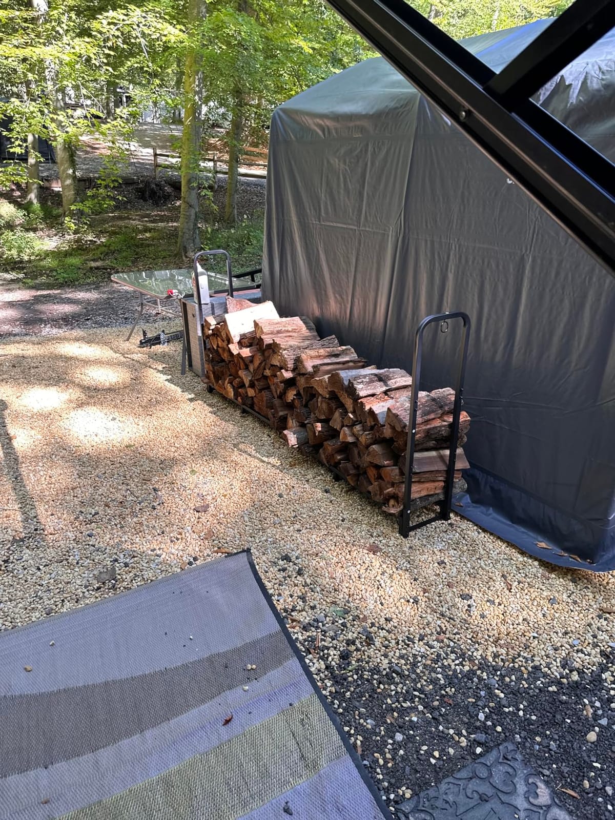 Mr IRONSTONE 4ft Firewood Rack Outdoor Indoor, Upgraded Heavy Duty Adjustable Fire Wood Rack Holds Up to 2600lbs, Fireplace Log Holder Wood Storage for Porch Patio, Easy Assembly customer photo 1