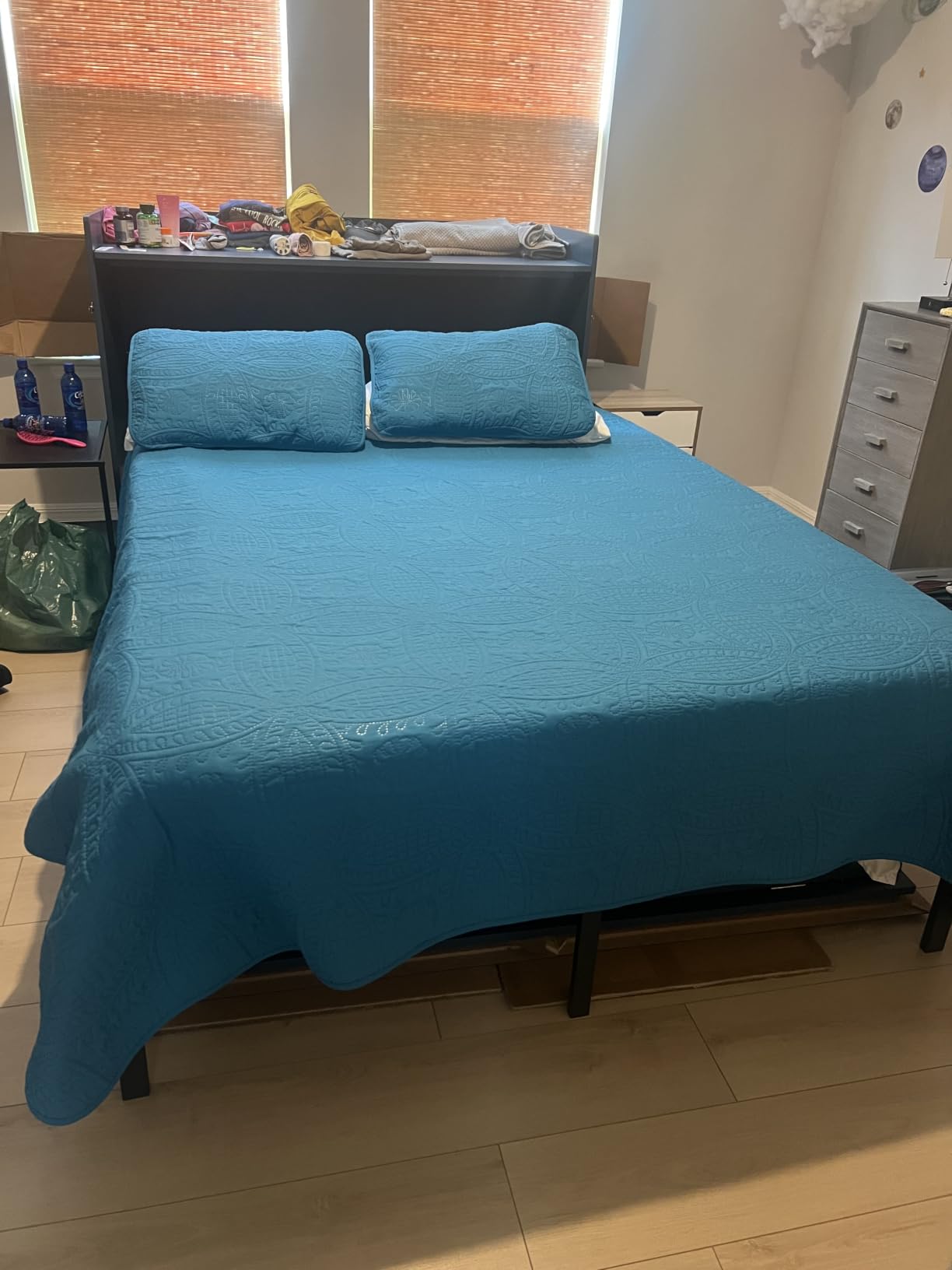 NEW JETO Metal Bed Frame, Queen Size Bed Frame with Storage Space, 14 Inch Heavy Duty Sturdy Mattress Foundation, Easy Assembly, No Box Spring Needed, Black customer photo 2