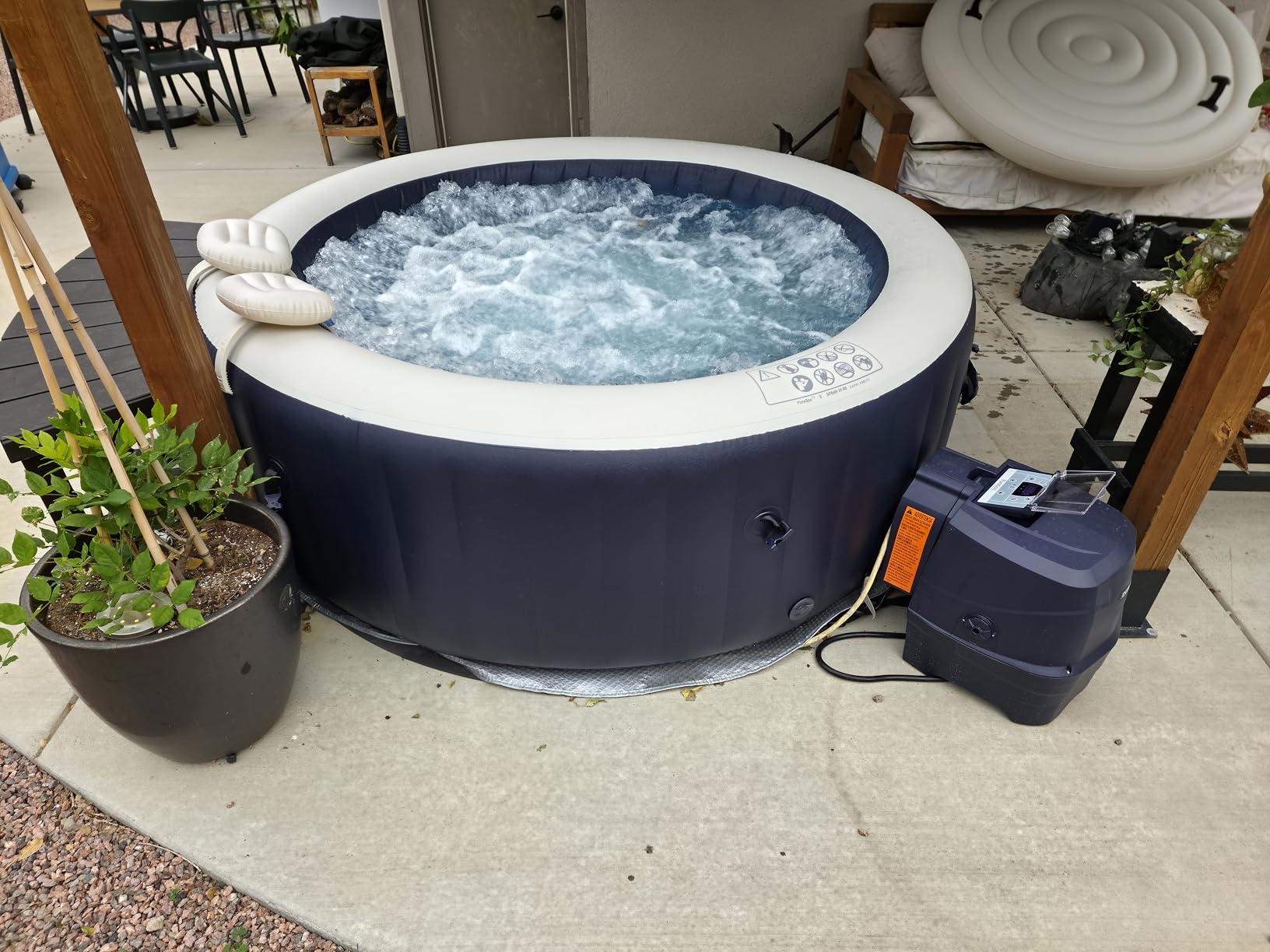 INTEX PureSpa 4 Person Inflatable Hot Tub Bundle w/Energy-Efficient Cover | 28429EP Bubble Massage: Built-in Hard Water Treatment, 77in x 28in, Cobalt Blue - Set of 2 Foldable PureSpa Benches Included customer photo 2