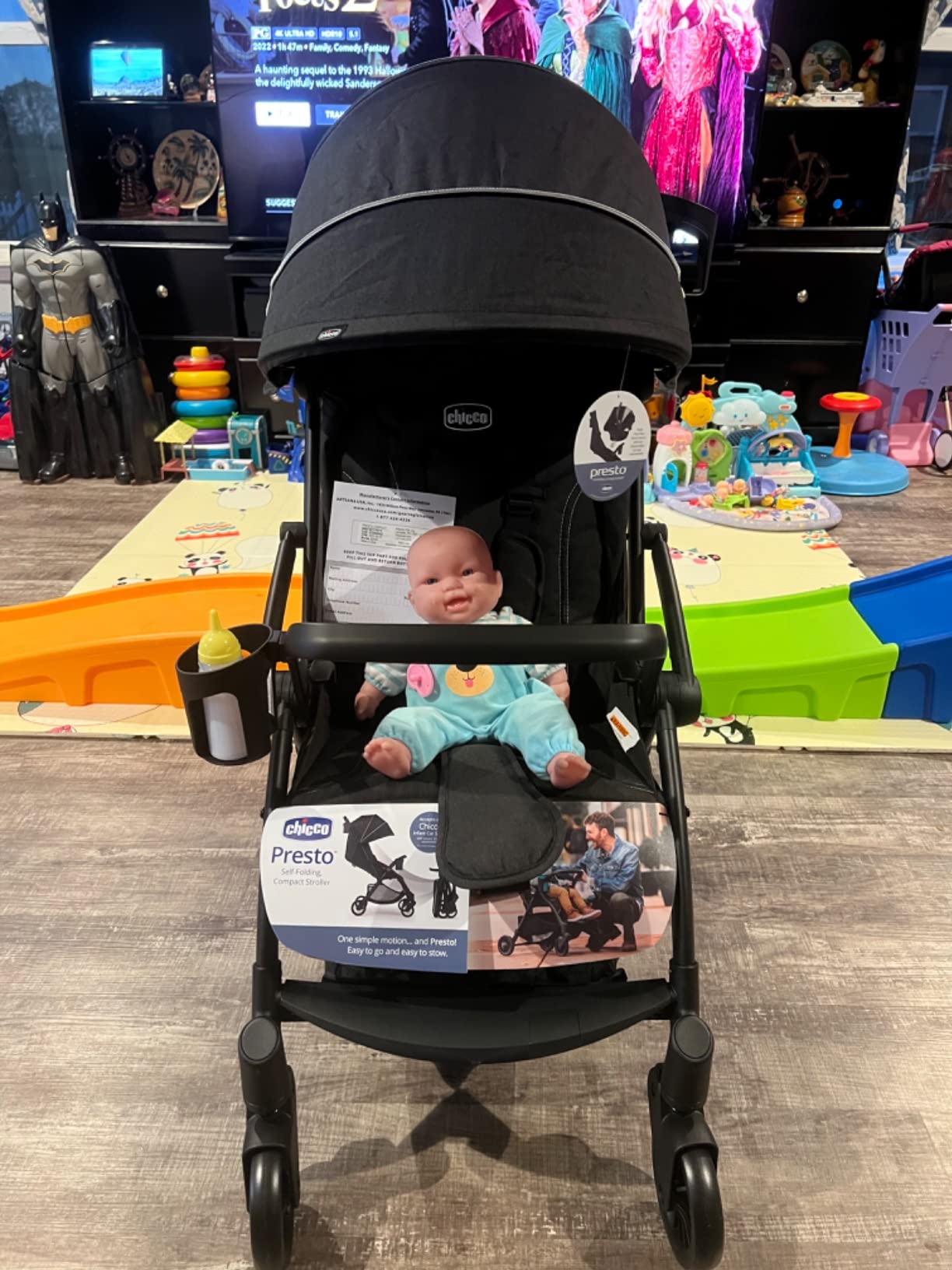 Chicco Presto Self-Folding Lightweight Baby Stroller Under 15 Pounds | Graphite/Grey, compact travel umbrella stroller for toddlers ages 1-5, up to 50 lbs, UPF 50+ canopy, aluminum frame customer photo 1