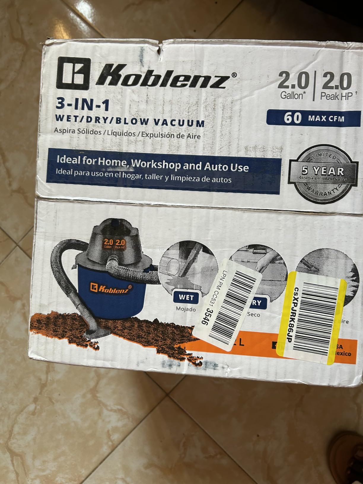Koblenz WD-2L Wet Dry Vacuum Cleaner, 2.0 PHP, 60 CFM, 10 Ft Reach customer photo 2