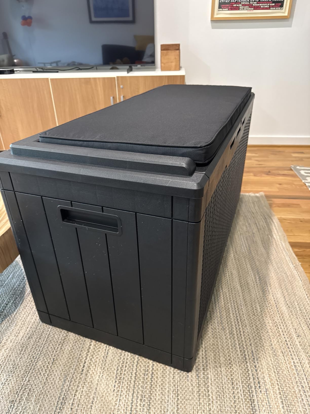 Devoko 100 Gallon Resin Waterproof Outdoor Storage Box with Cushion | Large Resin Deck Box Indoor Lockable Storage Container for Patio Furniture Garden Pool Cushions customer photo 2