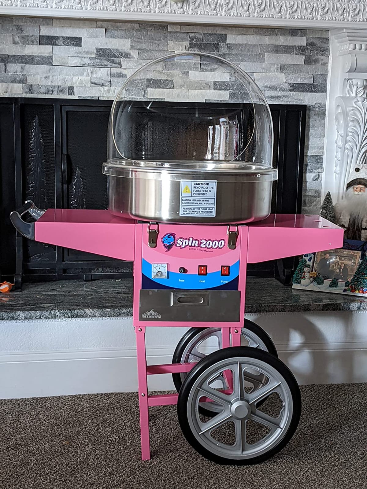 Olde Midway Cotton Candy Machine Cart with Bubble Shield, SPIN-2000 Electric Candy Floss Maker, Commercial-Grade customer photo 1