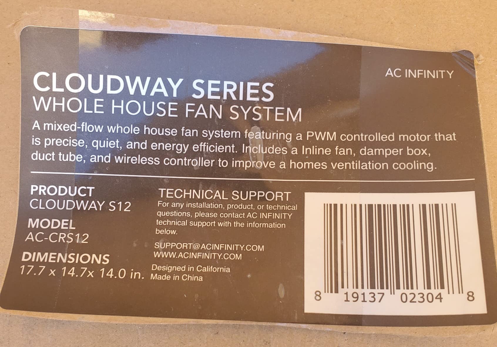 AC Infinity CLOUDWAY S12, Whole House Fan with Wireless Speed Controller | EC Motor, Remote 10-Speed Wireless Fan Controller, 12