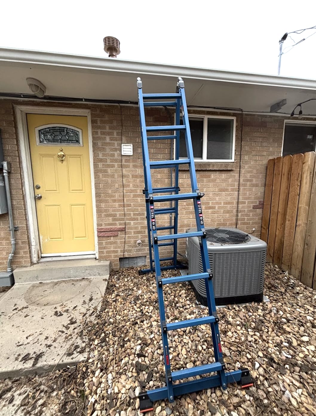 LANBITOU Ladder A Frame Extension 14Ft Multi Position for Home 330lbs, Telescoping, Anti-Slip Feet, ANSI Approved customer photo 1