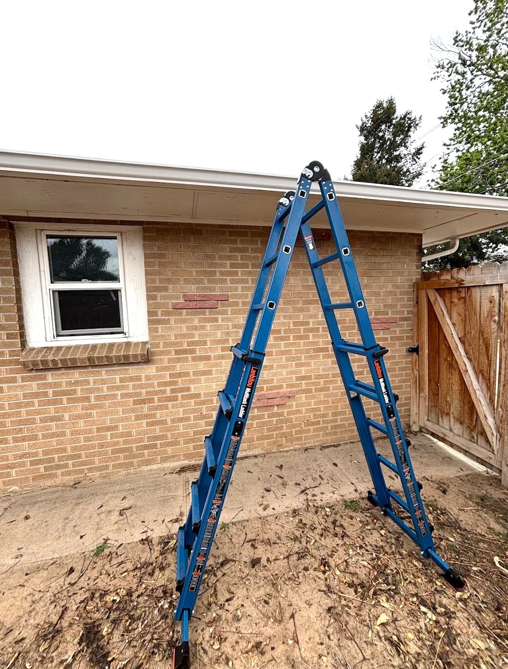 LANBITOU Ladder A Frame Extension 14Ft Multi Position for Home 330lbs, Telescoping, Anti-Slip Feet, ANSI Approved customer photo 2