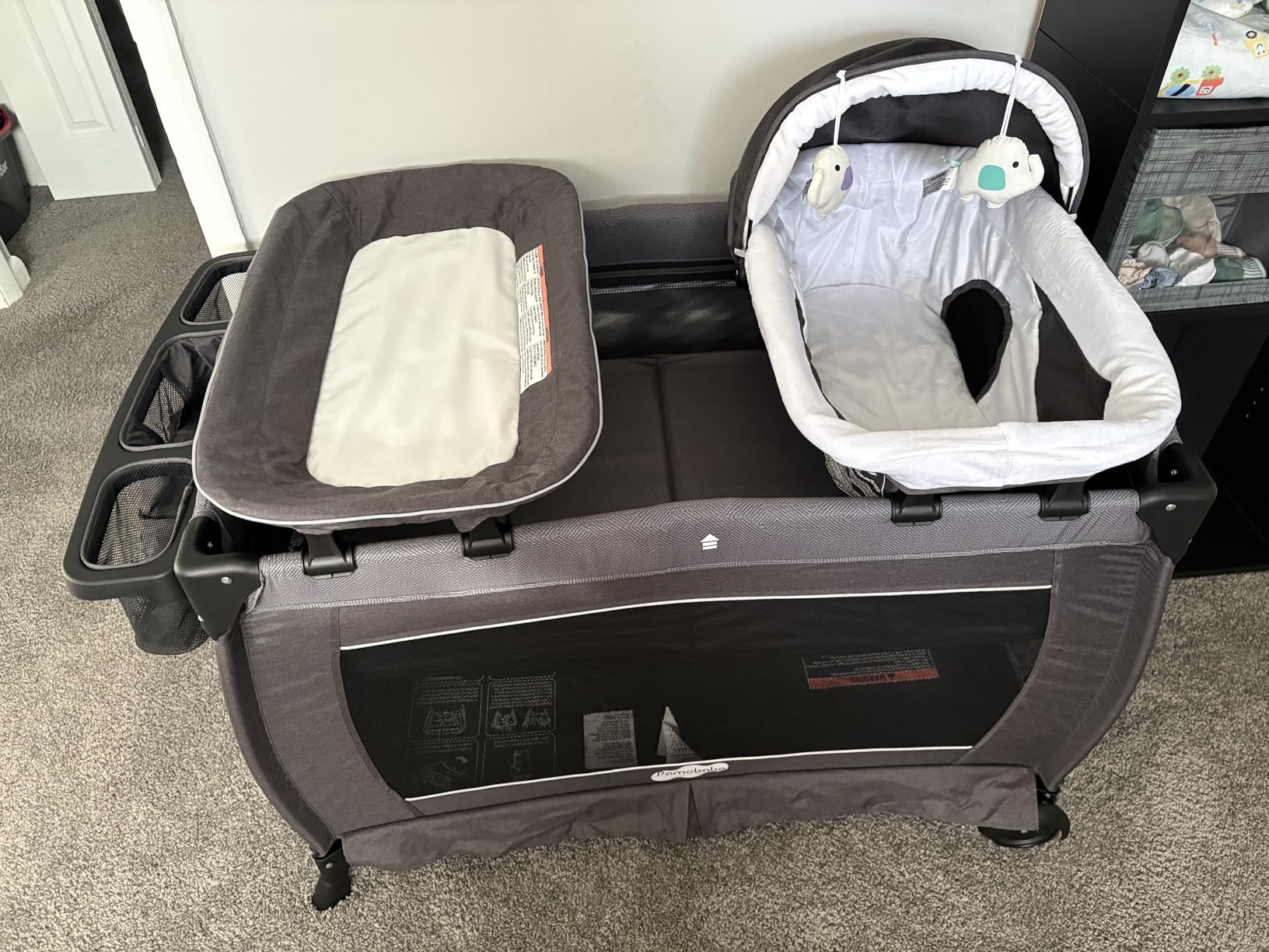 Pamo Babe Pack and Play 4-in-1 Baby Playard with Bassinet & Changing Table, Foldable Portable Playpen with Mattress, Travel Crib for Newborn to Toddler 0-36M-Black customer photo 1