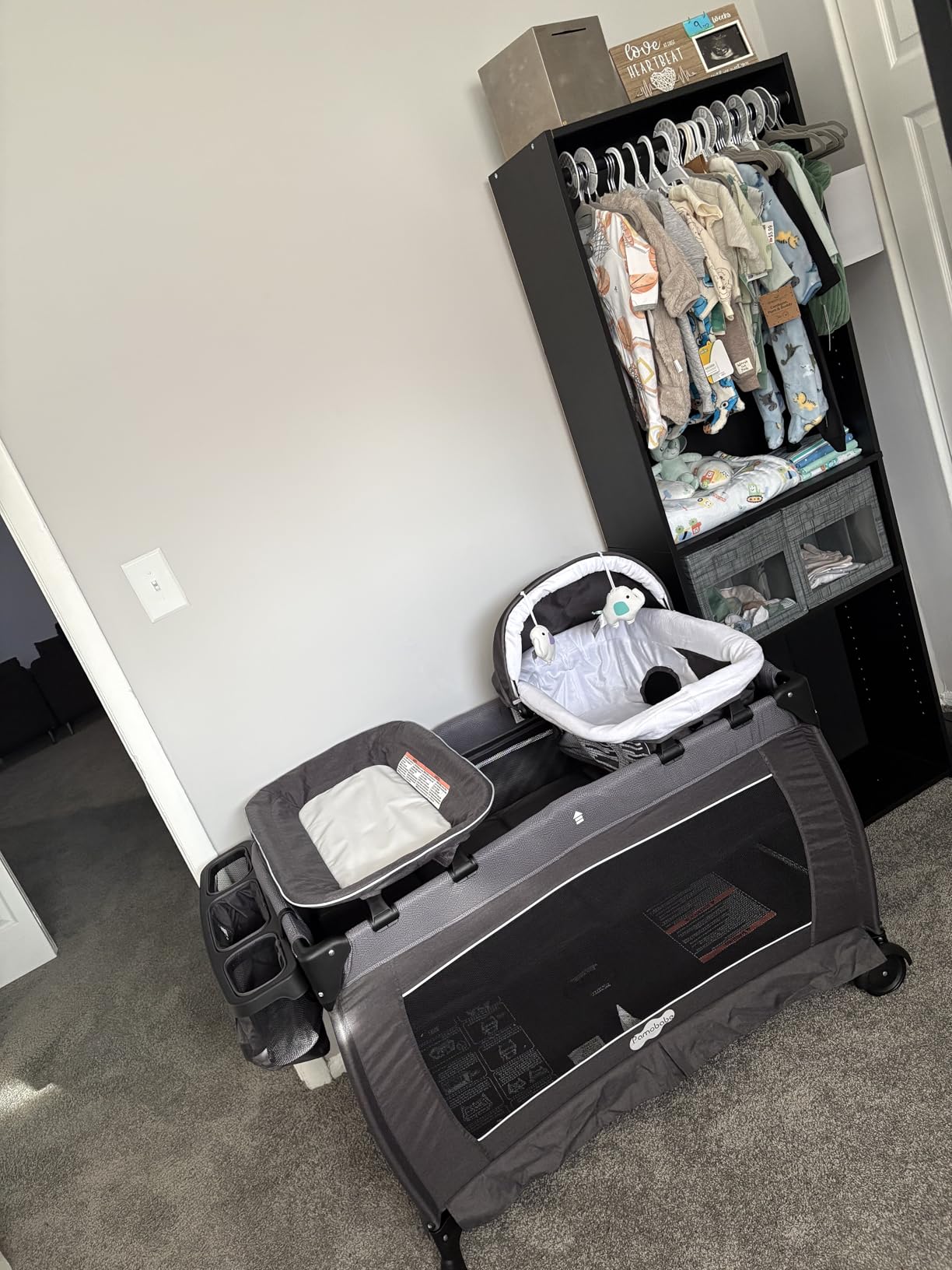Pamo Babe Pack and Play 4-in-1 Baby Playard with Bassinet & Changing Table, Foldable Portable Playpen with Mattress, Travel Crib for Newborn to Toddler 0-36M-Black customer photo 2