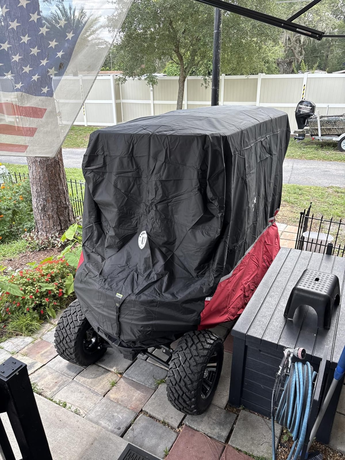 2/4/4+2 Passenger Golf Cart Cover Fits EZGO, Club Car, Yamaha, Heavy Duty 420D Waterproof Windproof Sunproof Outdoor All-Weather Full Cover (Black Gray-L) customer photo 2