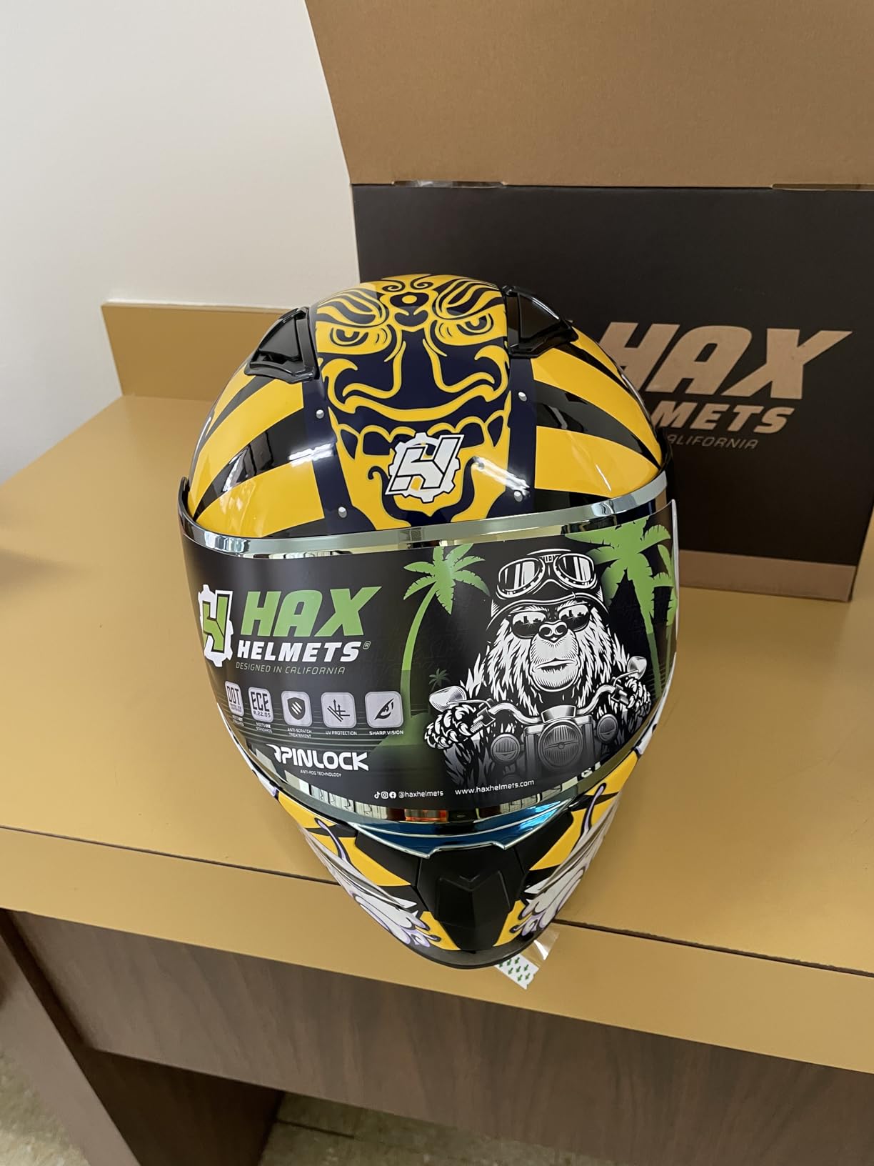 HAX Obsidian Full Face Dual Visor Adult Motorcycle Helmet for Motorbike Street Bike with Pinlock Ready DOT Approved Matte Black Gold L customer photo 1