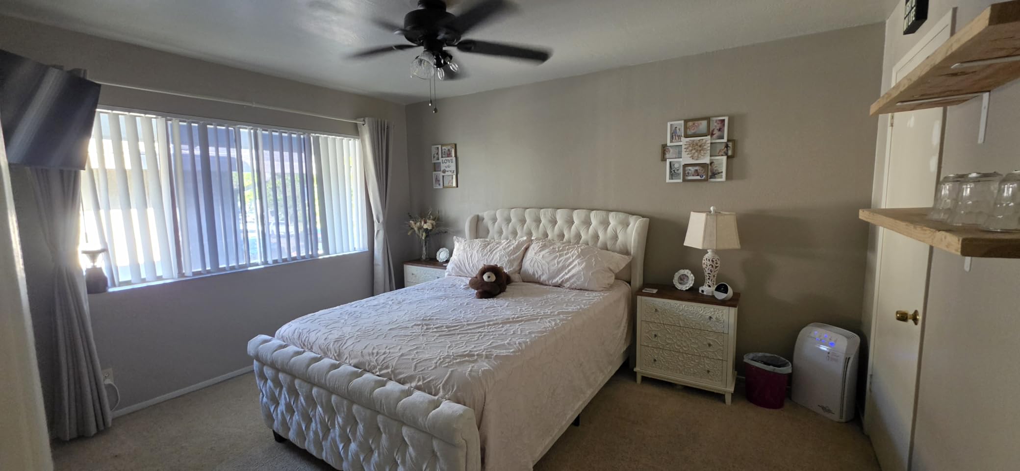 AMERLIFE King Size Upholstered Sleigh Platform Bed Frame with Headboard | Bed Frame with Wingback Headboard, Deep Button Tufted, Wood Slats Support, No Box Spring Needed, Cream Chenille customer photo 2