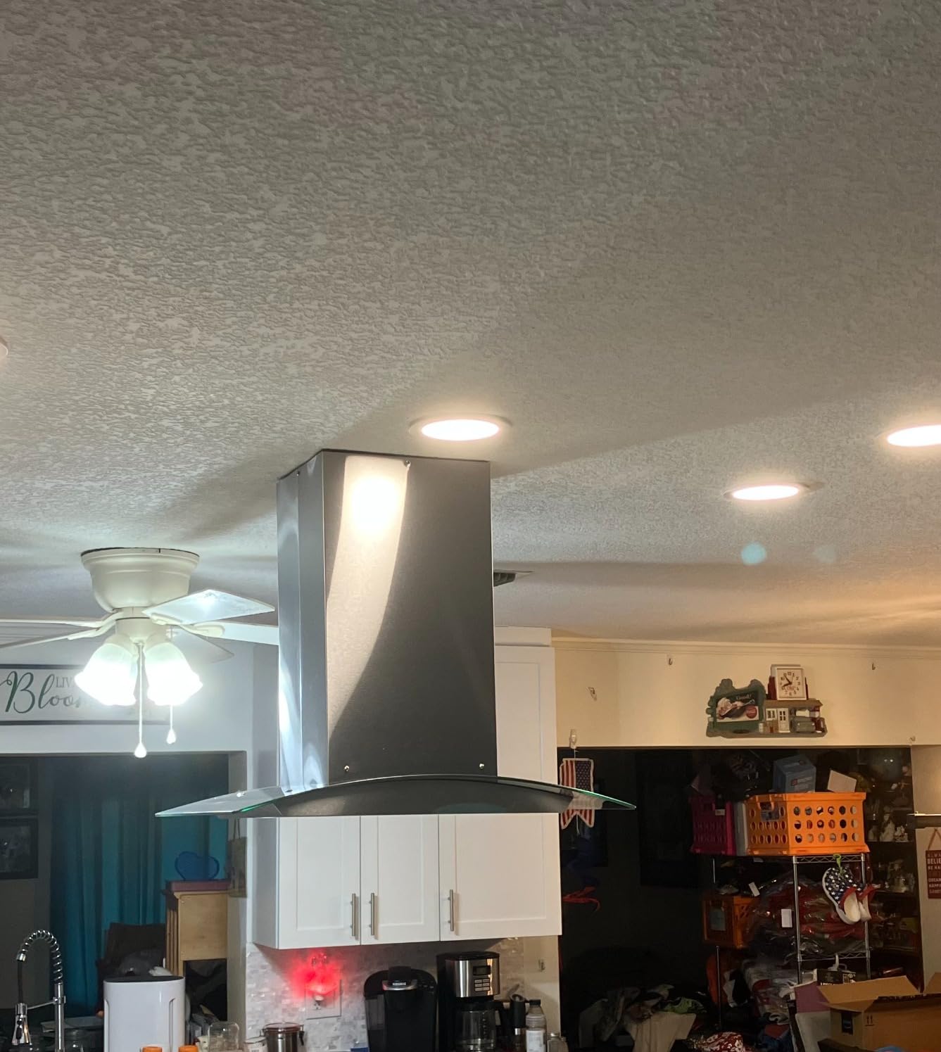 JOEAONZ 30 inch Island Range Hood Stainless Steel 700 CFM Push Button Control Kitchen Exhaust Ventilation Fan with 5-layer Mesh Filters, Large Airflow Capacity Ceiling Mount Vent Hood customer photo 1