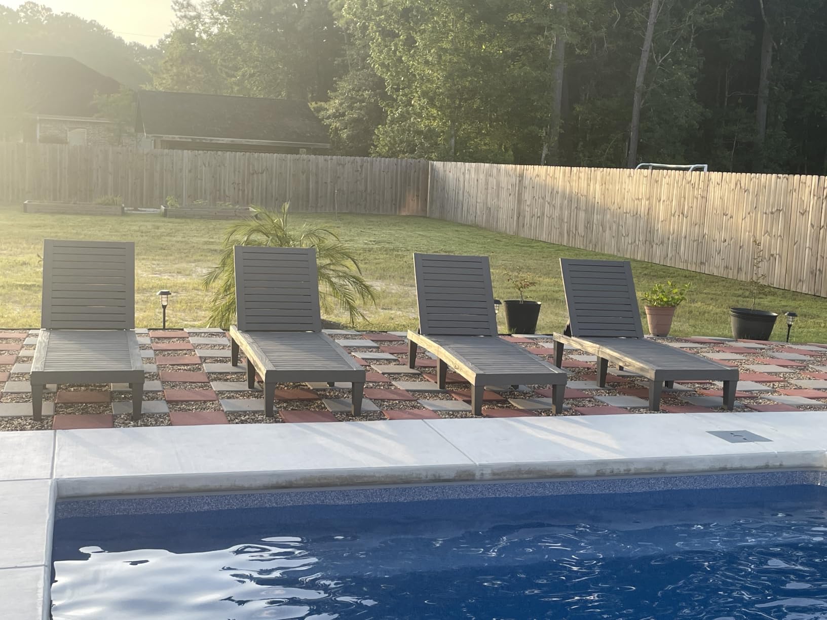 EUNHOO Outdoor Chaise Lounge Set of 2, Adjustable Pool Lounge Chair with 5 Positions Backrest, Waterproof Sun Loungers for Garden Pool Beach Patio Deck Sunbathing customer photo 1