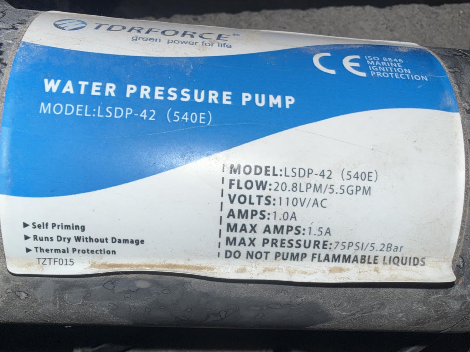 Tdrsuper Water Pressure Booster Pump, 110V AC Water Diaphragm Pump, 5.5GPM 75PSI with Power Plug, Self Priming RV Water Pump for Home Kitchen Bathroom RV Marine Yacht Garden Hose customer photo 1