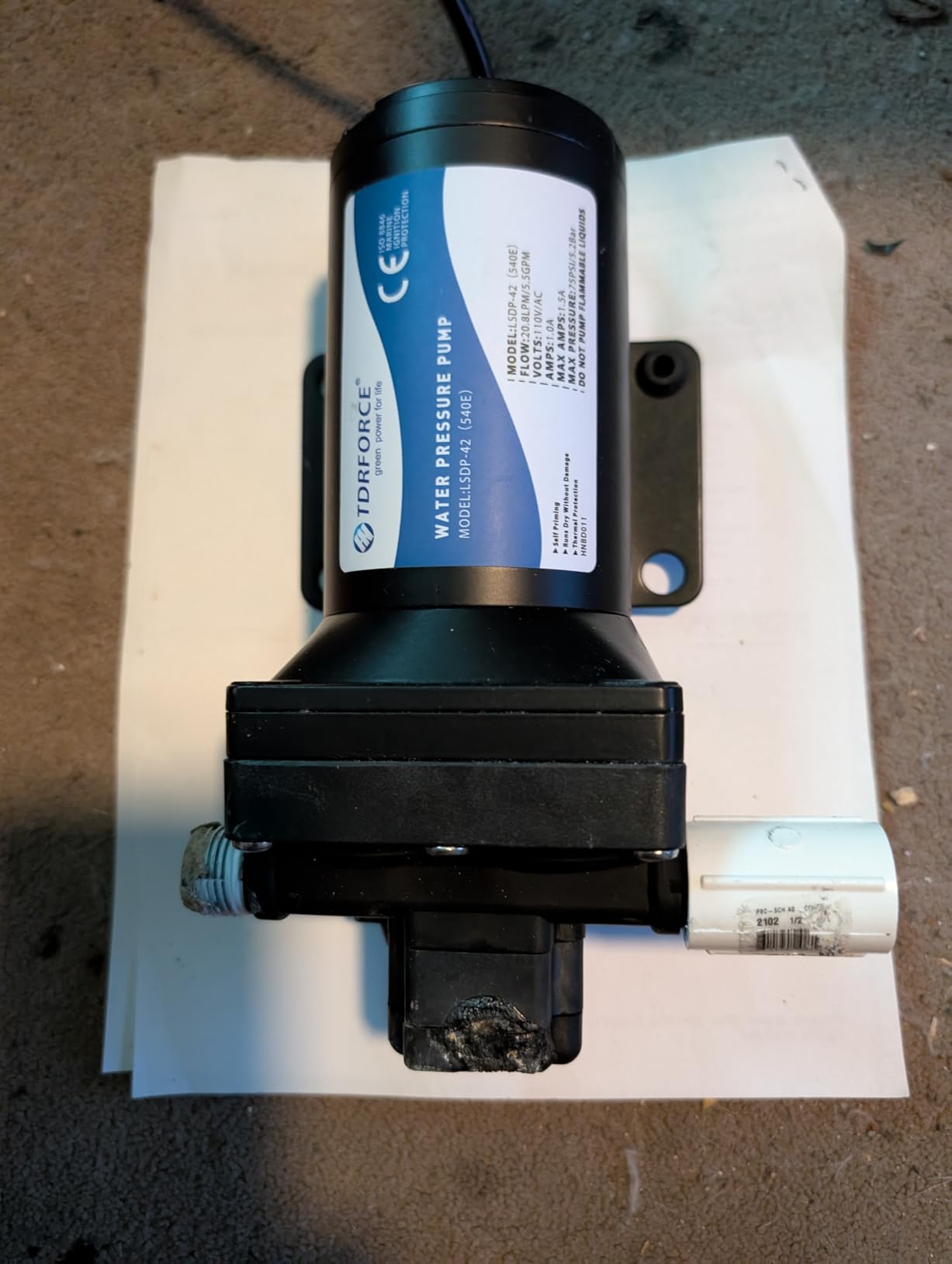 Tdrsuper Water Pressure Booster Pump, 110V AC Water Diaphragm Pump, 5.5GPM 75PSI with Power Plug, Self Priming RV Water Pump for Home Kitchen Bathroom RV Marine Yacht Garden Hose customer photo 2