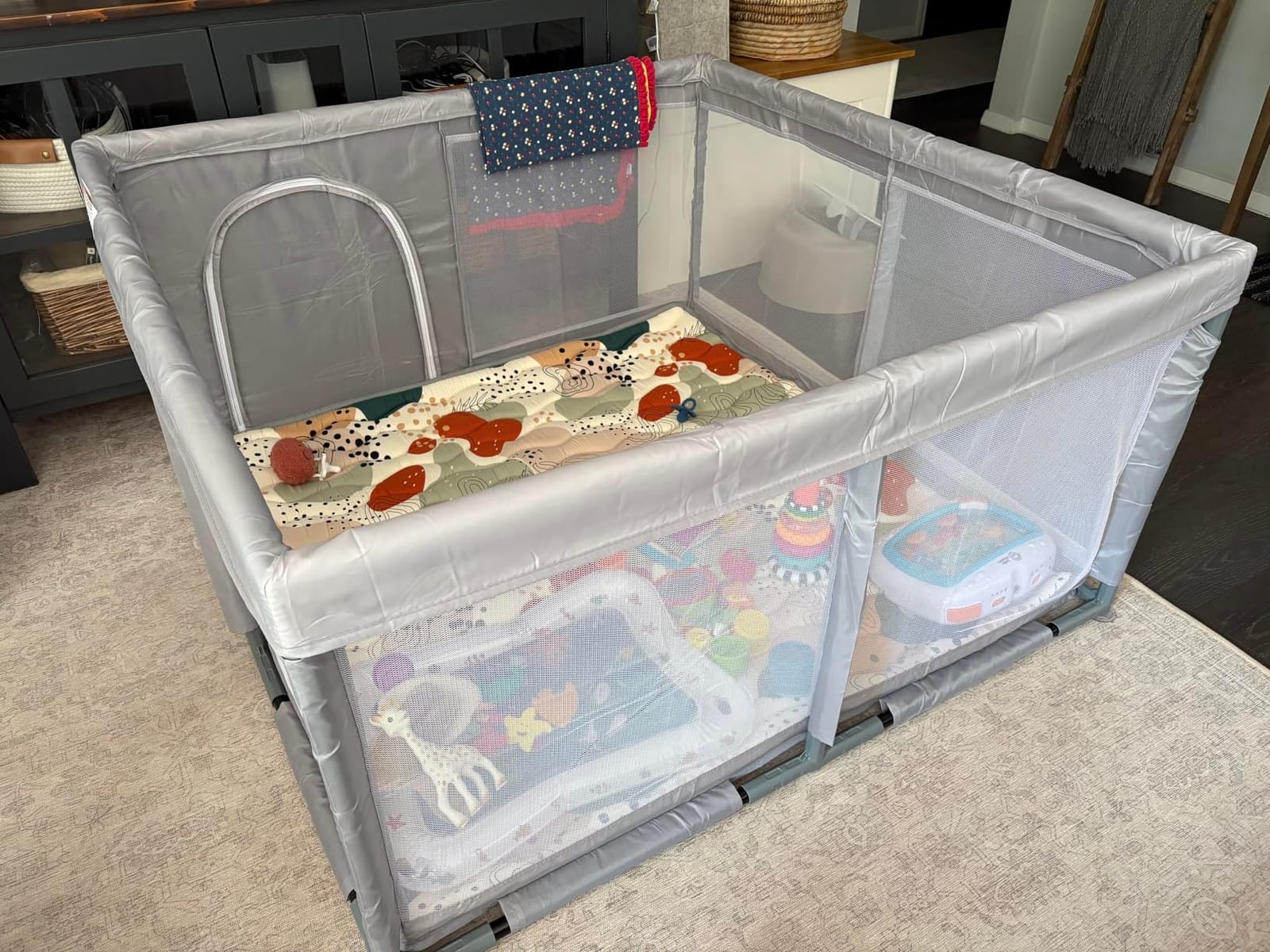 Hiaksedt Baby Playpen 50x50 Inch, Play Pens for Babies and Toddlers | Baby Fence for Indoor & Outdoor, Sturdy Safety Play Yard with Soft Breathable Mesh, Anti-Fall, Grey customer photo 2